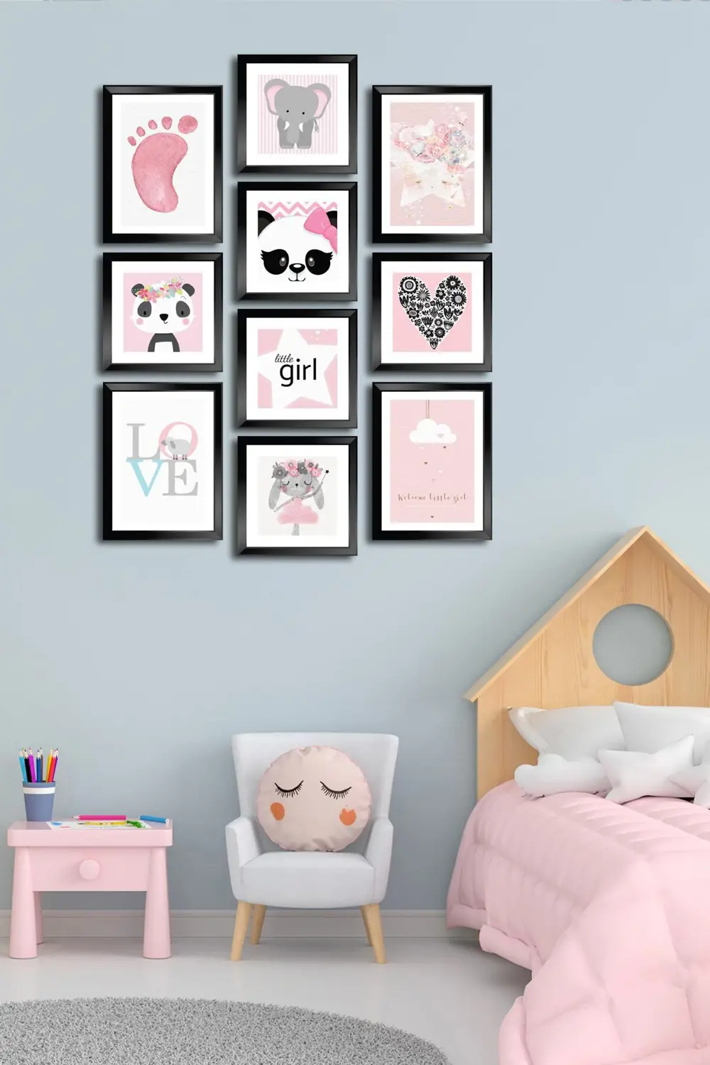 10 Parçalı Çerçeve Görünümlü Mdf Tablo Seti Flm170