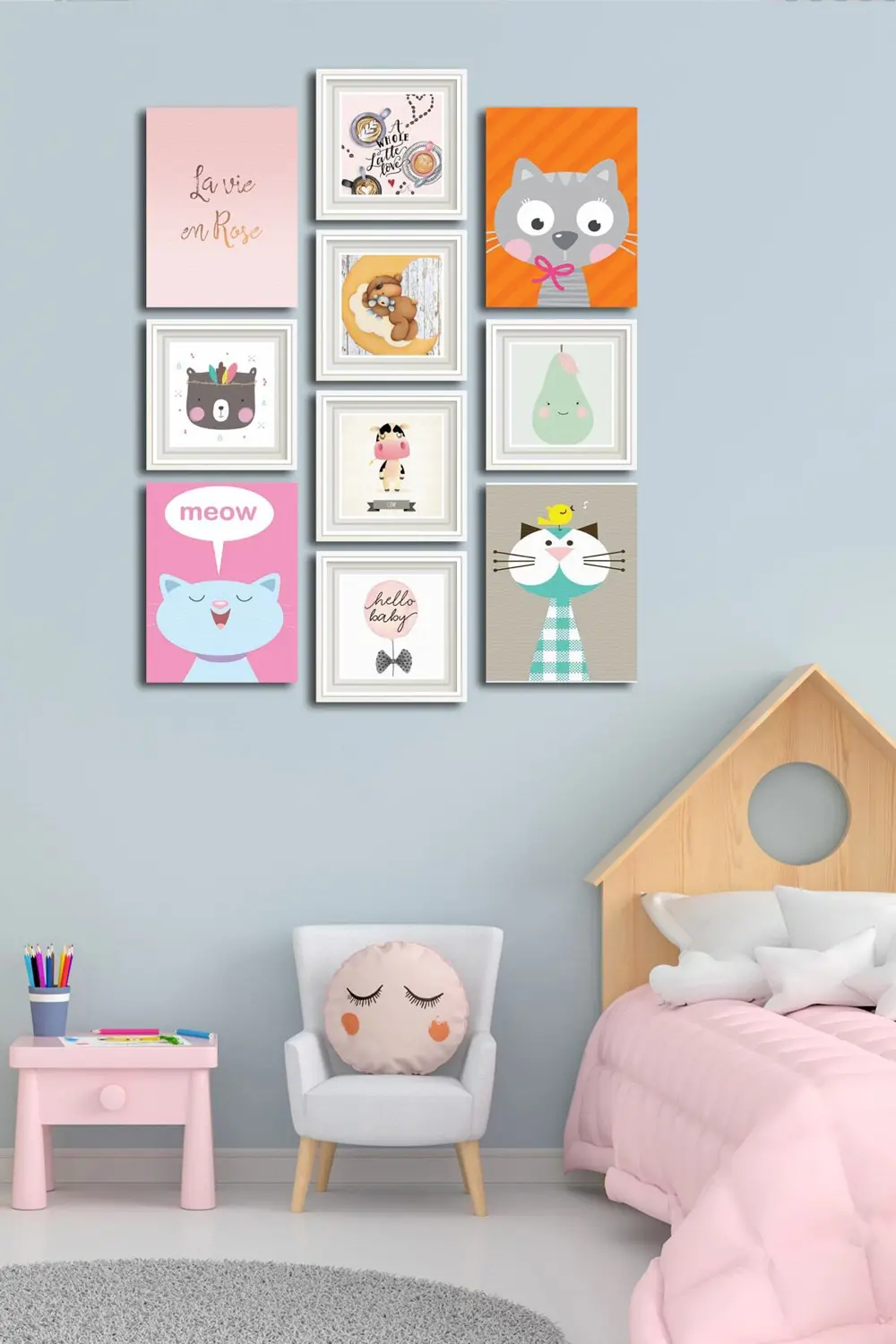 10 Parçalı Çerçeve Görünümlü Mdf Tablo Seti Flm185