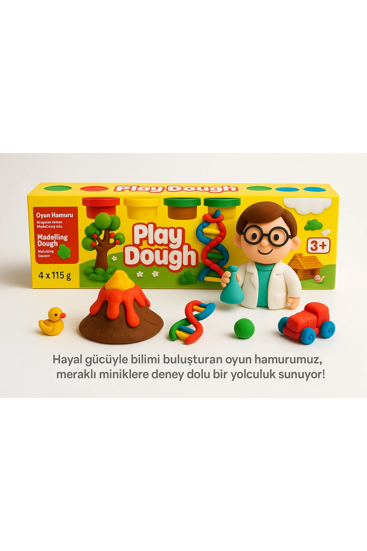 10 Parmak Oyun Hamuru 4 Renk %100 Natural