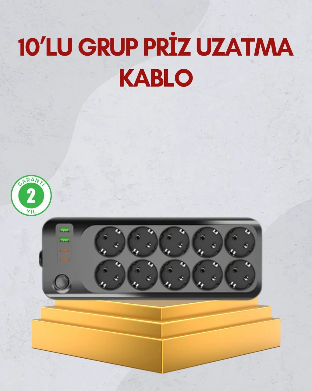 10 Prizli Uzatma Kablosu Termal Koruma Usb Type-c Hızlı Şarj 2500w Diğer