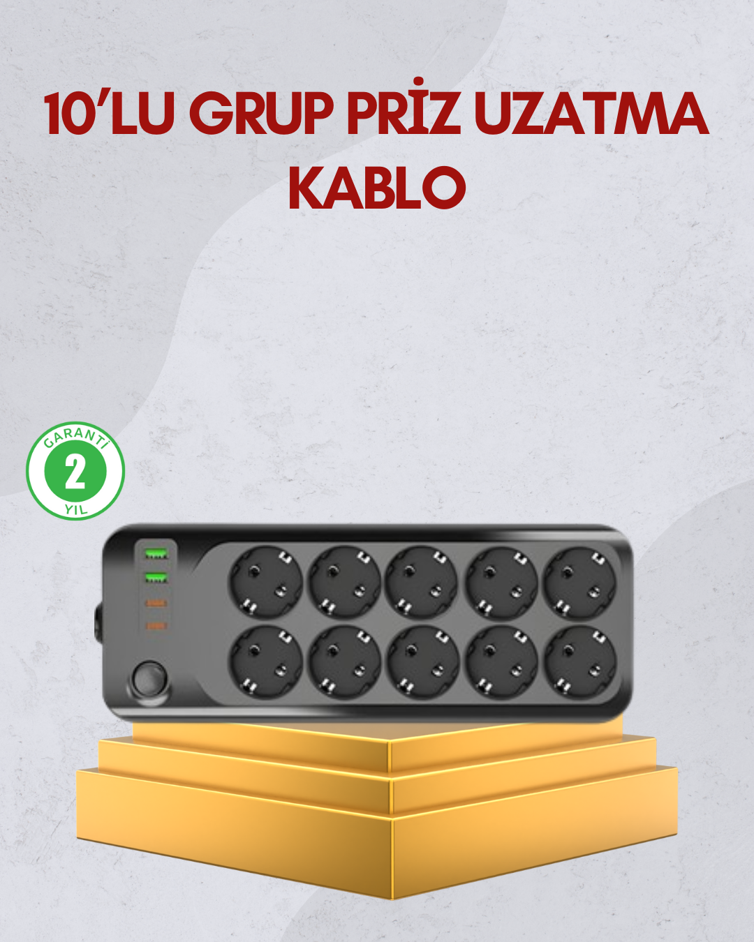 10 Prizli Uzatma Kablosu Termal Koruma USB Type-C Hızlı Şarj 2500