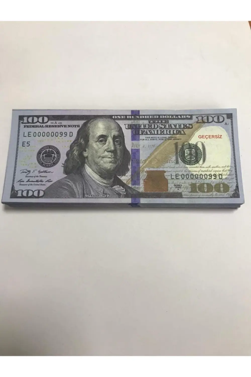 100 Adet 100 Dolar Geçersiz Sahte Düğün Parası Oyun Parası 100x10