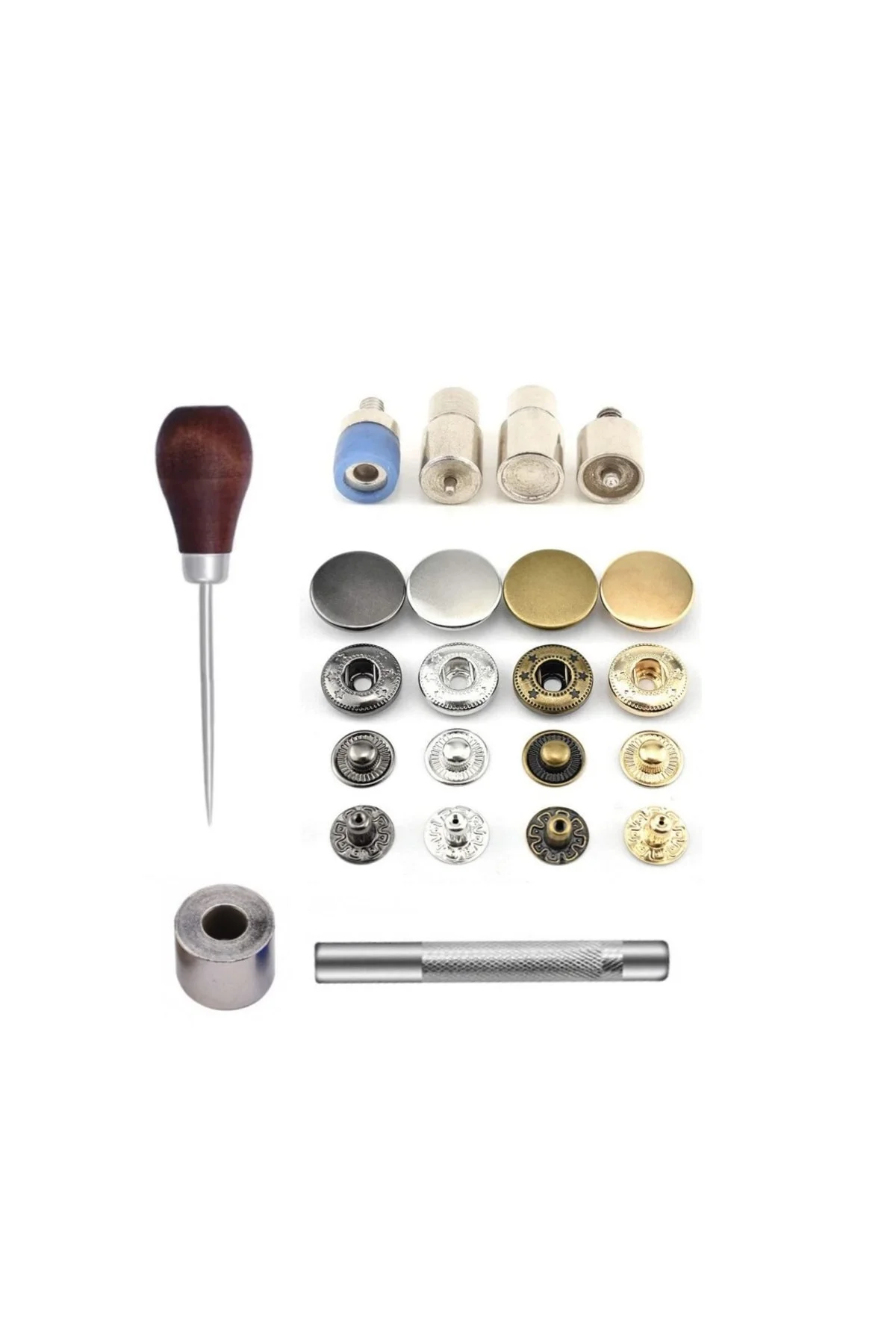 100 Adet 15mm Paslanmaz Alfa Çıtçıt Yapım Seti - Aparatlar, Biz V