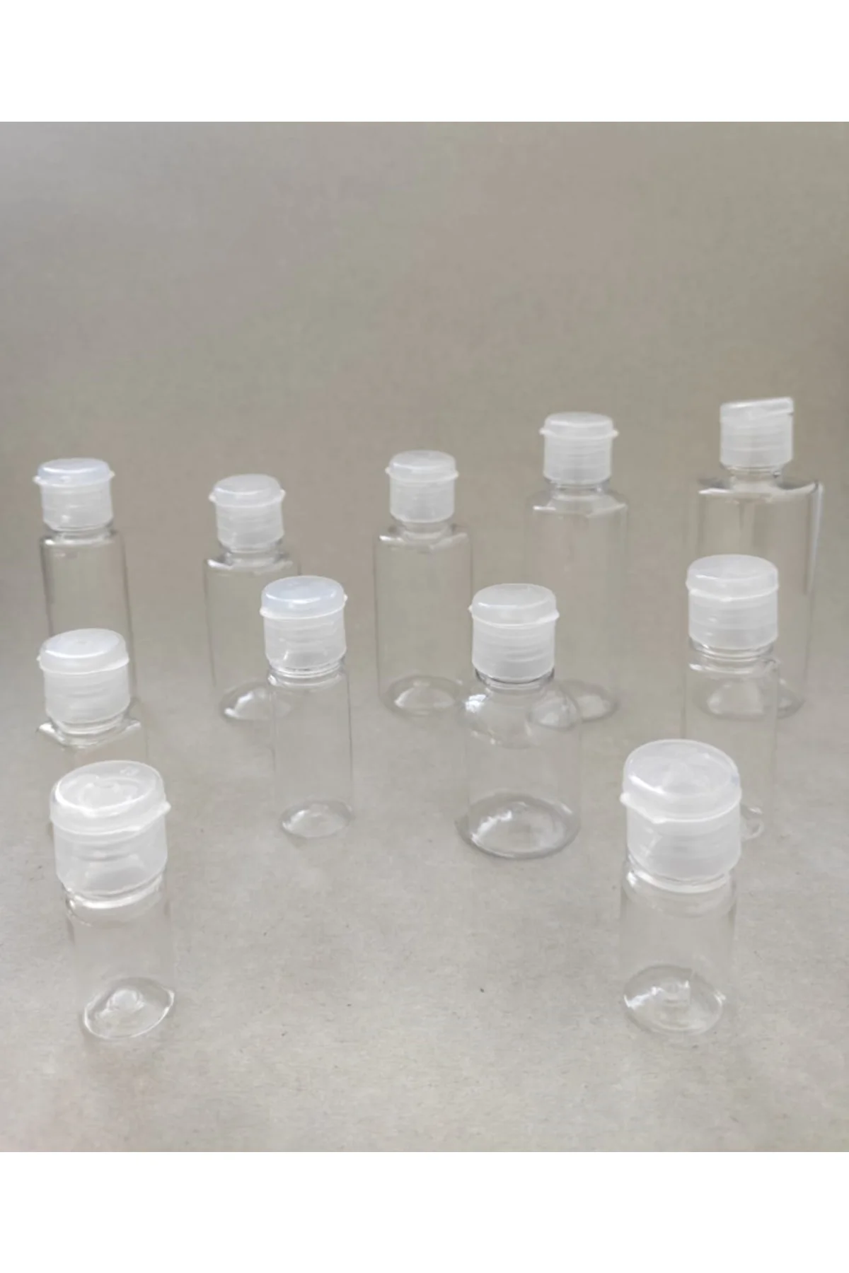100 Adet 20 ml Şeffaf Fliptop Kapaklı Kolonya, Dezenfektan, Likit