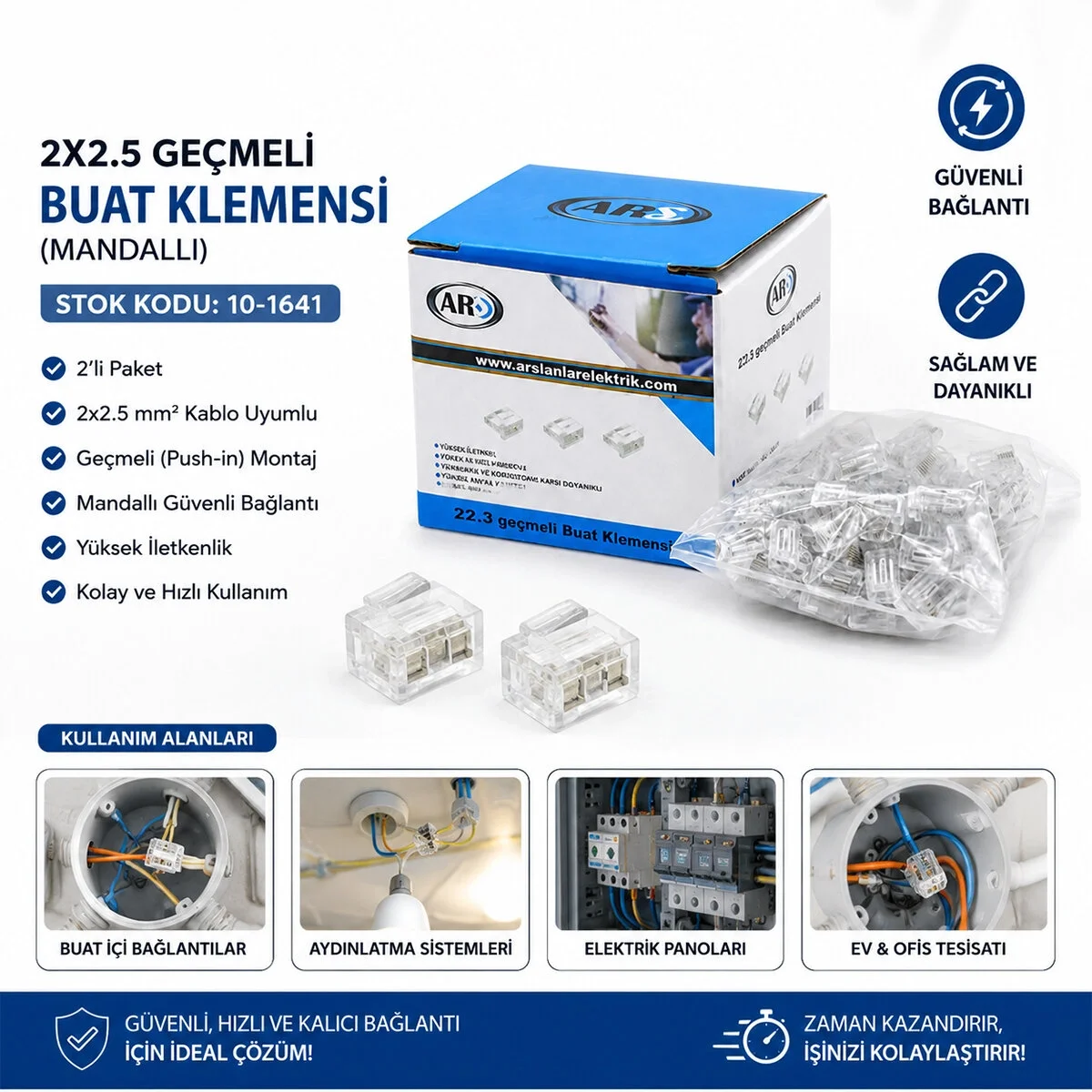 100 Adet 2li 2x2.5 Kablo Geçmeli Mandallı Buat Klemensi Bx40 Fiyatı, Yorumları ve Özellikleri