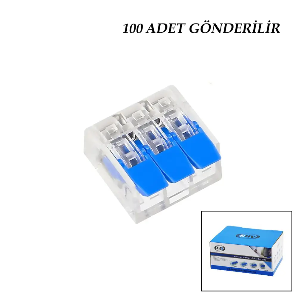 100 ADET 3 LÜ 2X2.5 KABLO GEÇMELİ MANDALLI BUAT KLEMENSİ (4741)