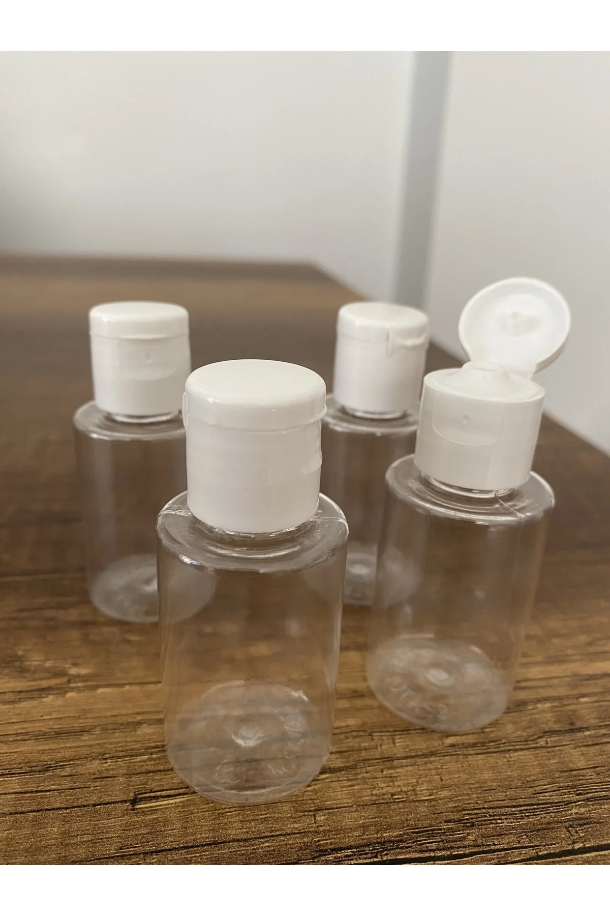 100 Adet 30 Ml Şeffaf Plastik Şişe + Flip Top Kapak Dezenfektan Ş