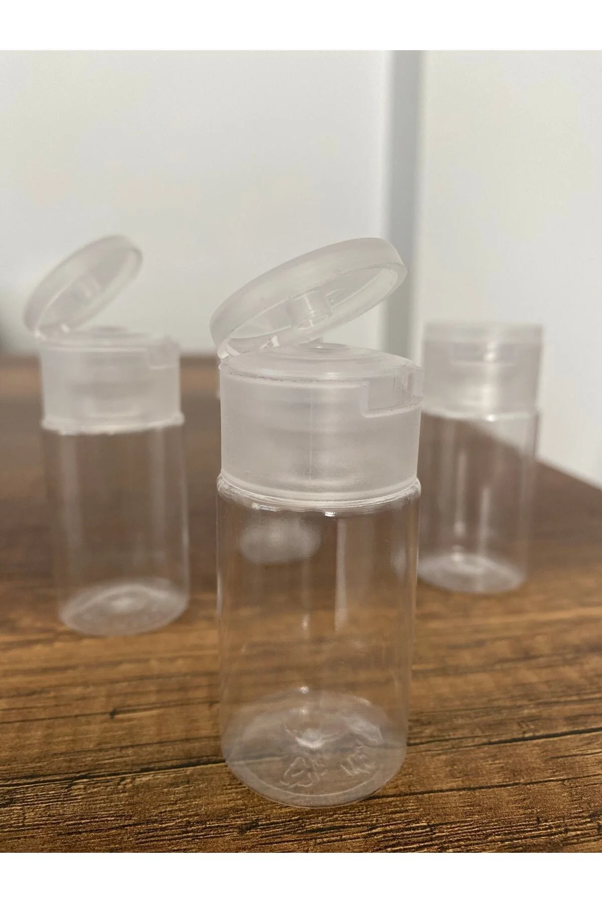 100 Adet 30 Ml Şeffaf Plastik Şişe + Flip Top Kapak Dezenfektan Ş