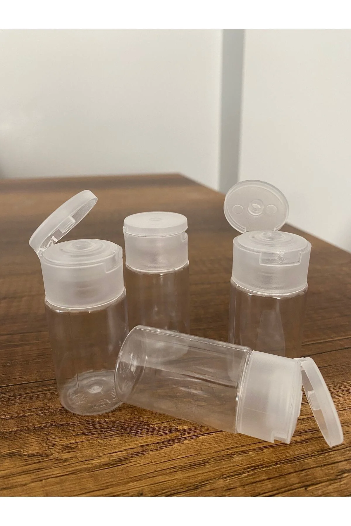 100 Adet 30 Ml Şeffaf Plastik Şişe + Flip Top Kapak Dezenfektan Ş