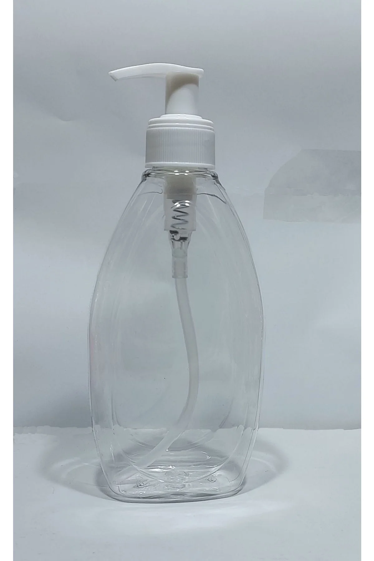 100 Adet 400 Ml Sıvı Sabunluk Beyaz Pompalı Yassı Model Boş Şişe