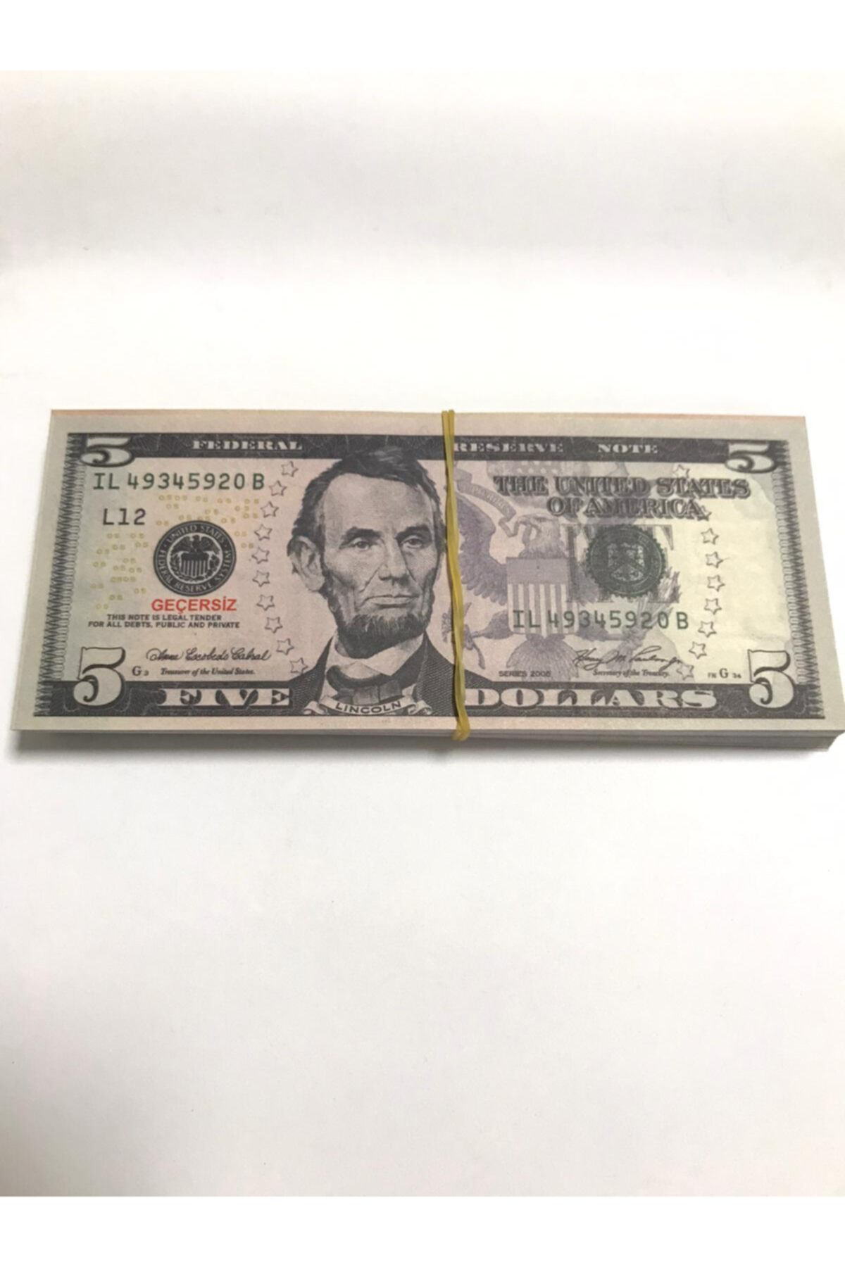 100 Adet 5 Dolar Geçersiz Sahte Düğün Parası Oyun Parası 100x5 Do