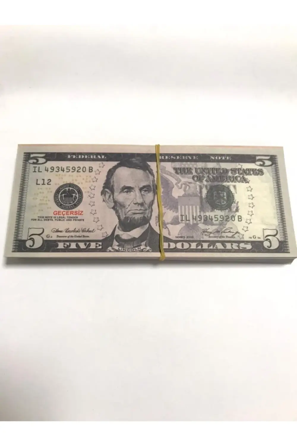 100 Adet 5 Dolar Geçersiz Sahte Düğün Parası Oyun Parası 100x5 Do