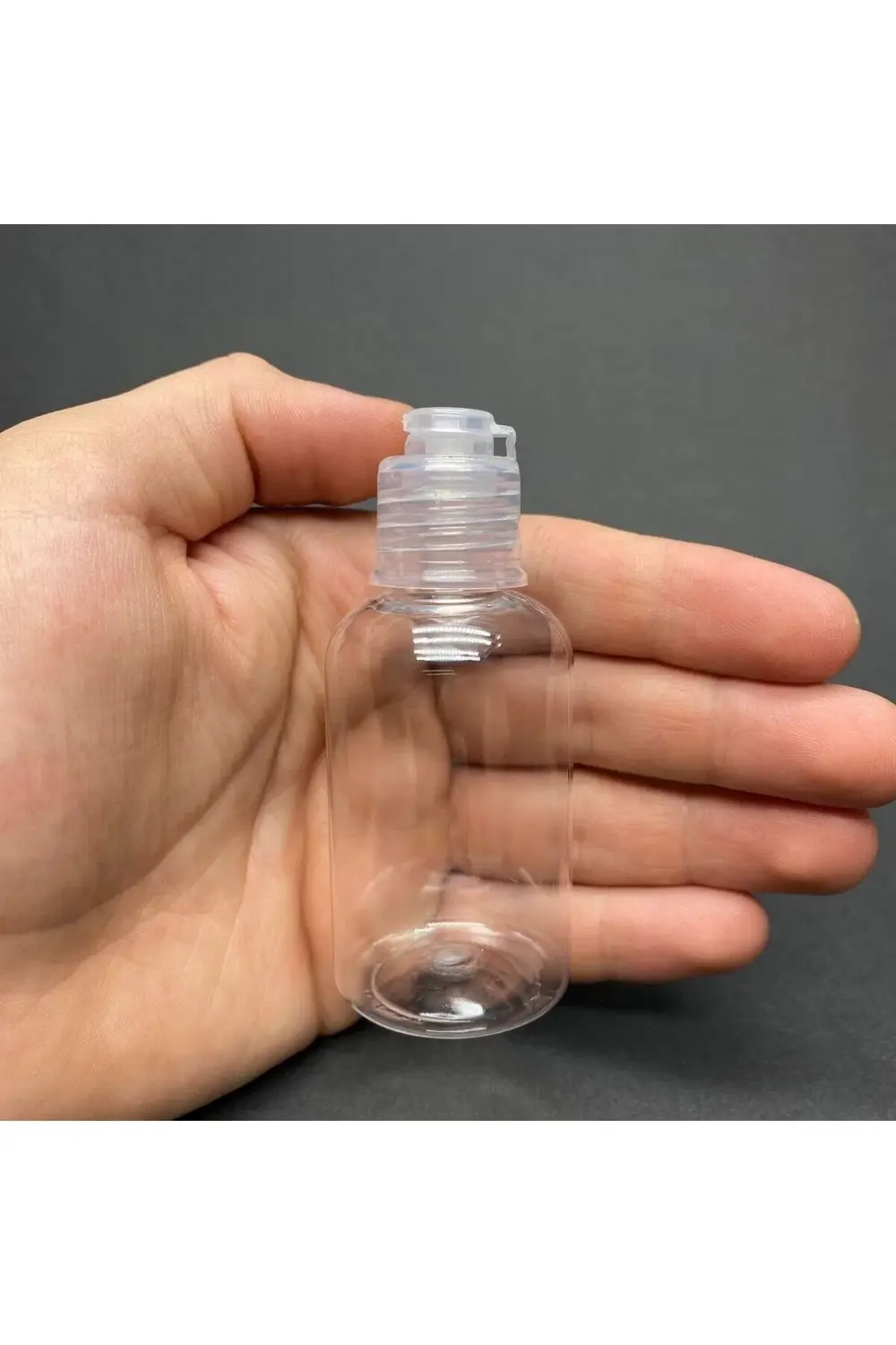 100 Adet 50 Cc Tombul Model Plastik Şişe - Yeni Şeffaf Fliptop Ka