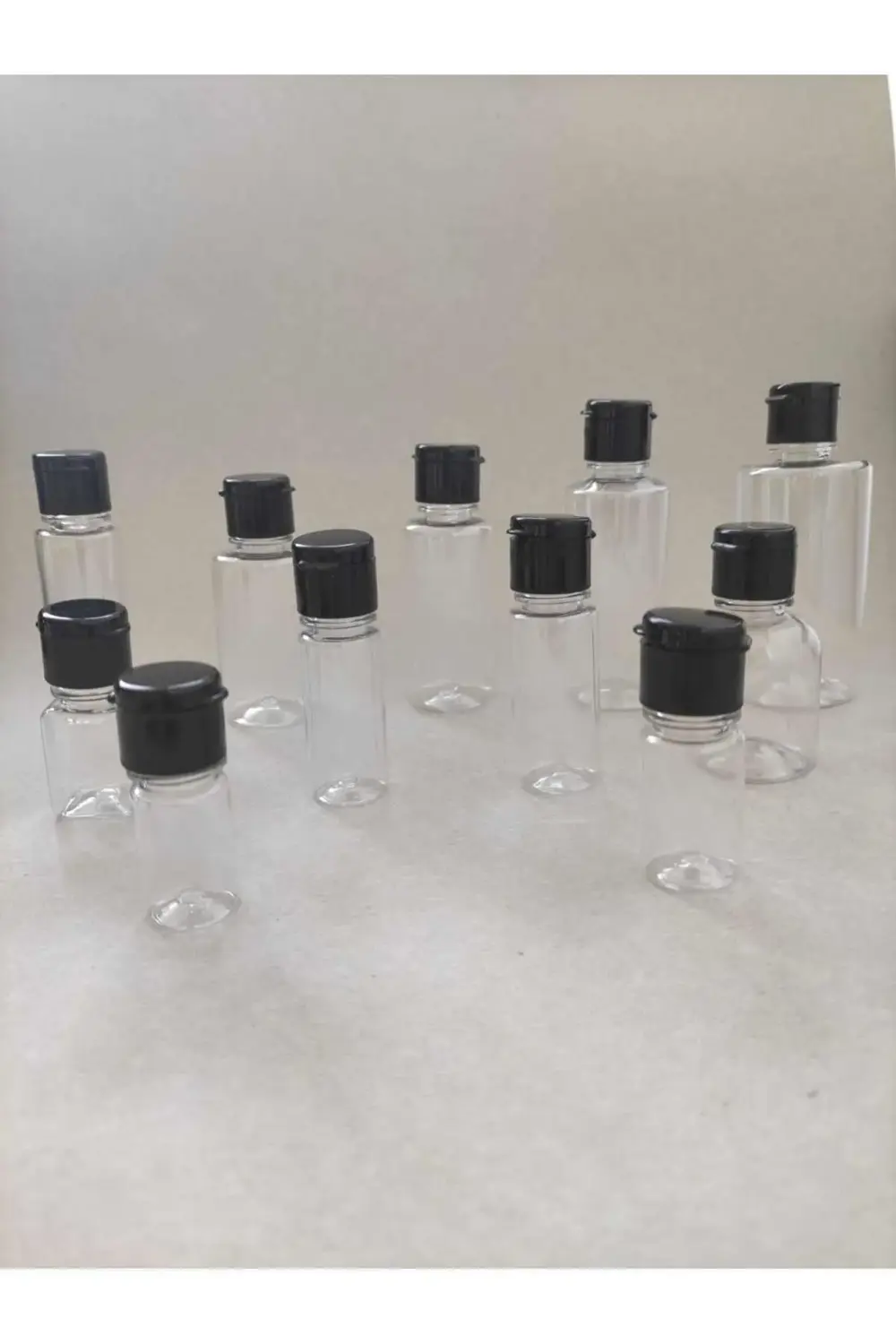 100 Adet 50 Ml Siyah Fliptop Kapaklı Kolonya, Dezenfektan, Likit