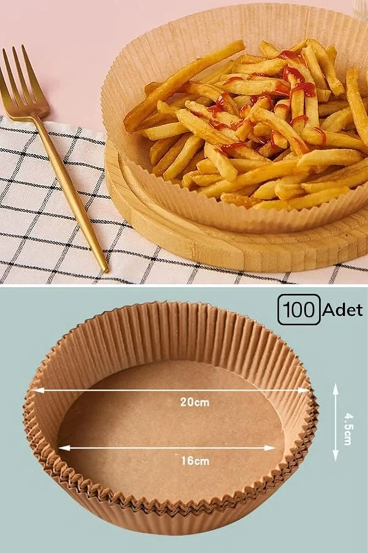 100 Adet Air Fryer Pişirme Kağıdı Tek Kullanımlık Yağ Geçirmez Ya