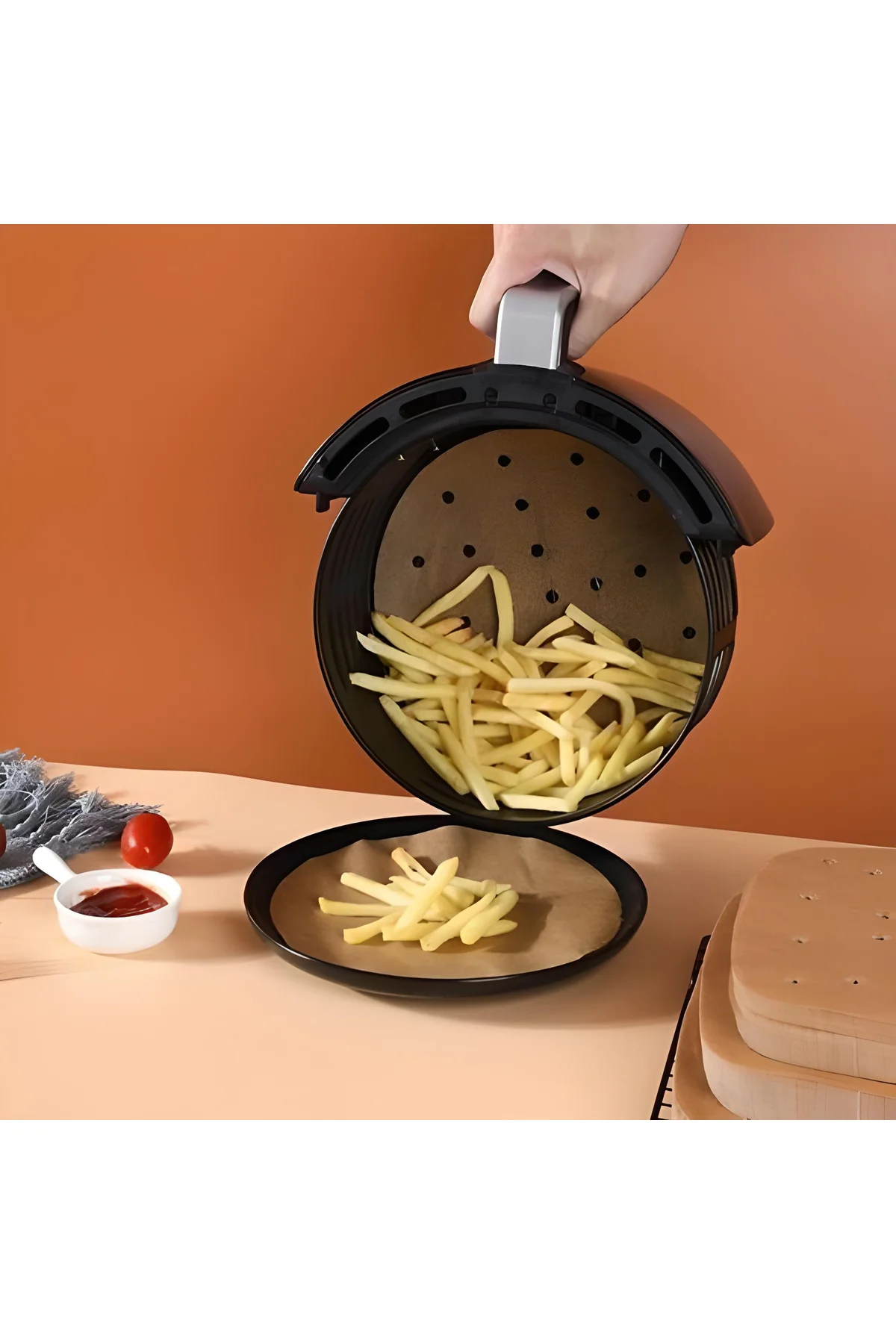 100 Adet Air Fryer Pişirme Kağıdı Tek Kullanımlık Hava Fritöz Yağ