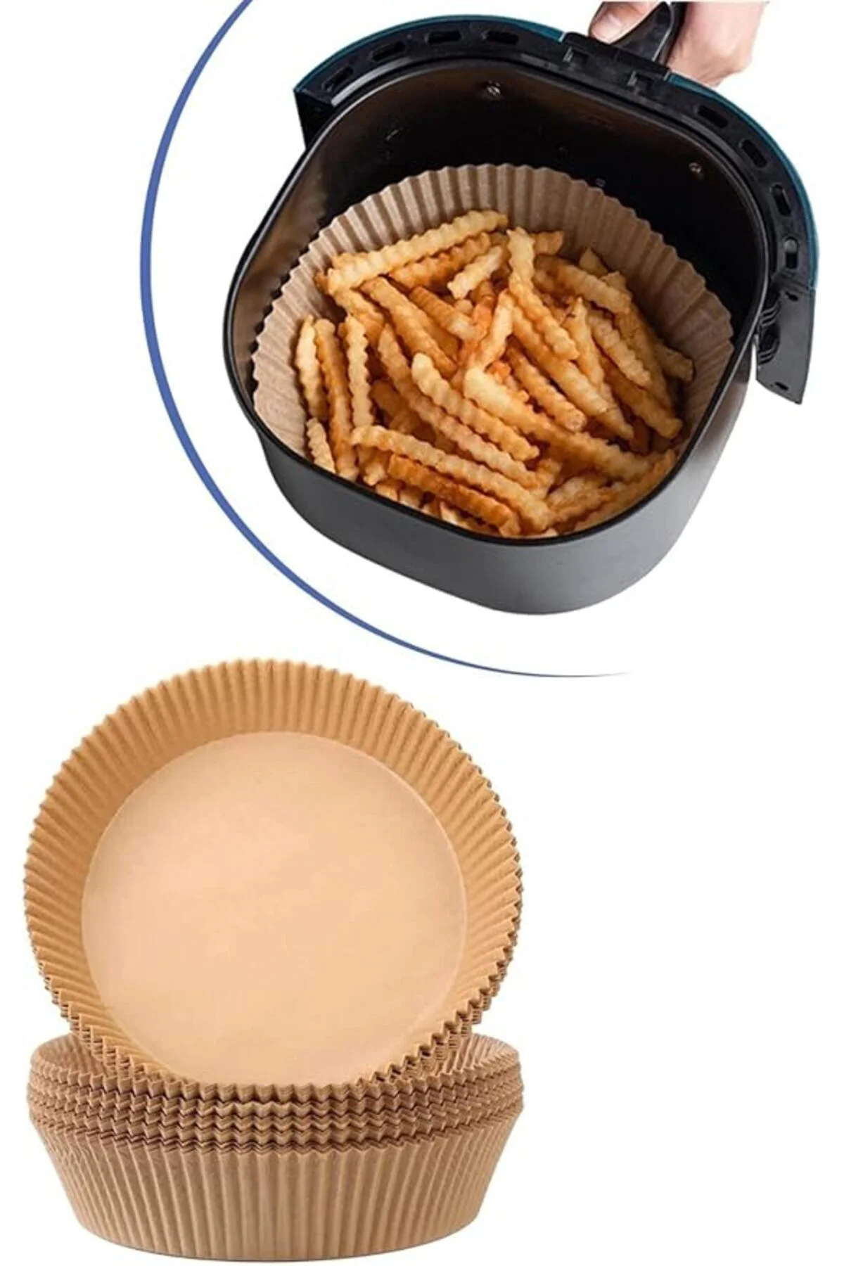 100 Adet Air Fryer Pişirme Kağıdı Tek Kullanımlık Yağ Geçirmez Ya