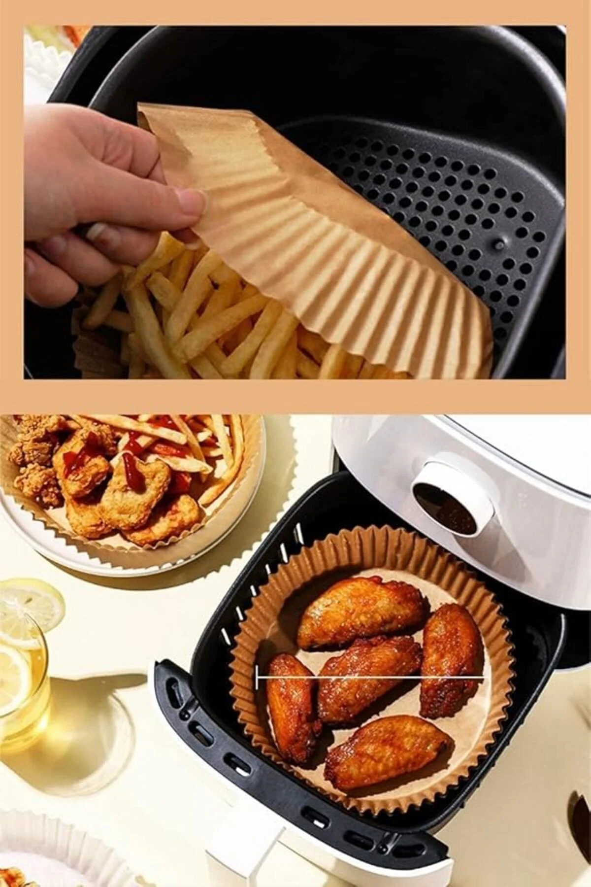 100 Adet Air Fryer Pişirme Kağıdı Tek Kullanımlık Yağ Geçirmez Ya