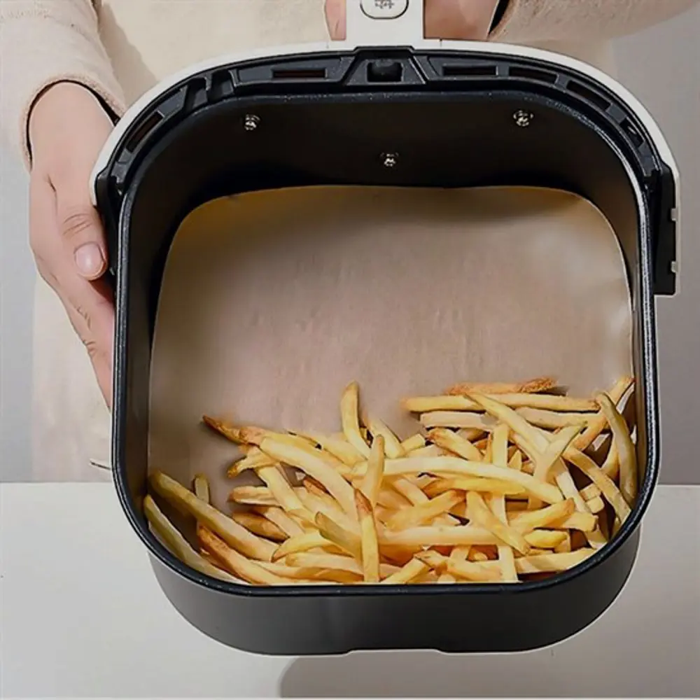 100 Adet Air Fryer Pişirme Kağıdı Tek Kullanımlık Yağ Su Geçirmez