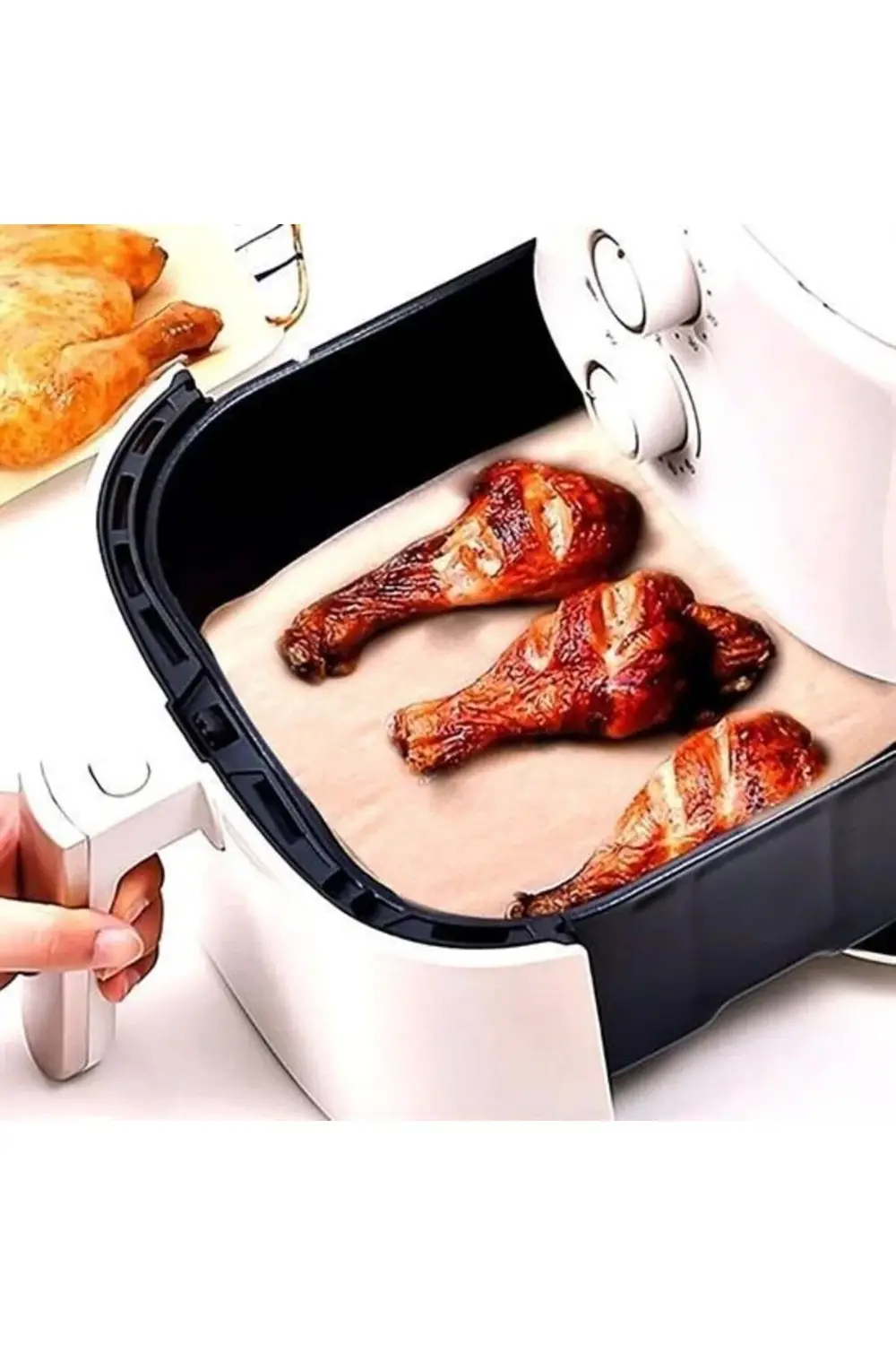 100 Adet Air Fryer Pişirme Kağıdı Tek Kullanımlık Yağ Su Geçirmez