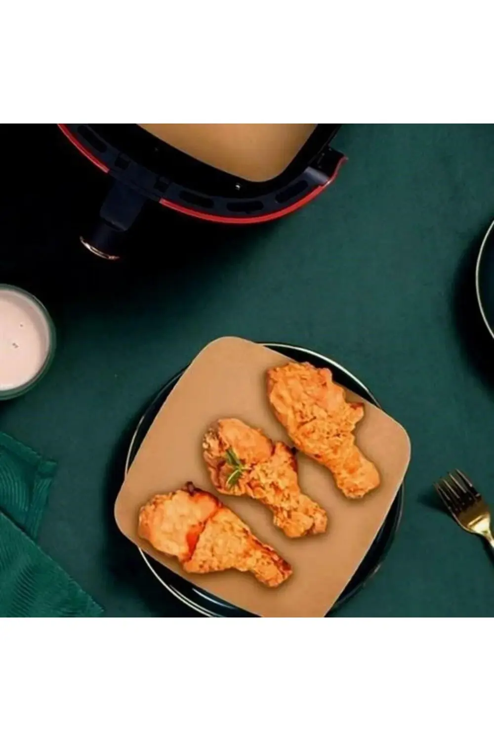 100 Adet Air Fryer Pişirme Kağıdı Tek Kullanımlık Yağ Su Geçirmez