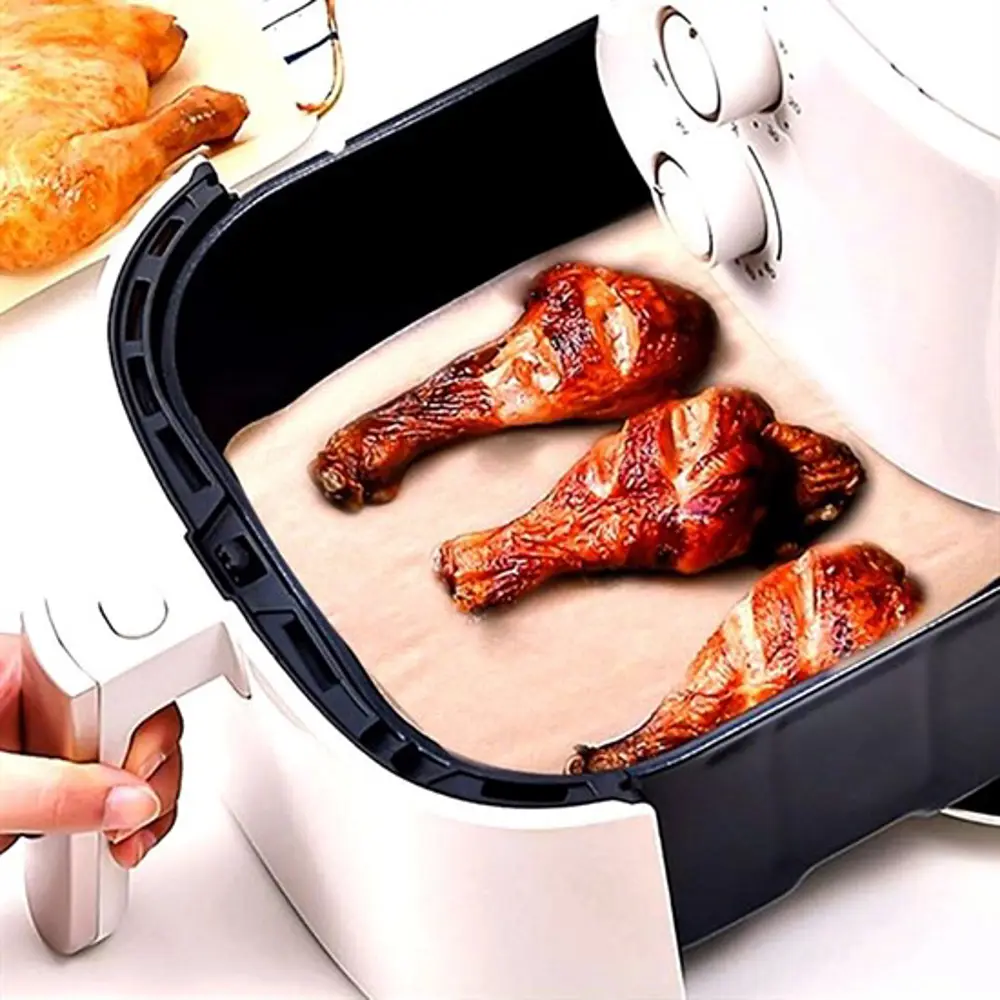 100 Adet Air Fryer Pişirme Kağıdı Tek Kullanımlık Yağ Su Geçirmez