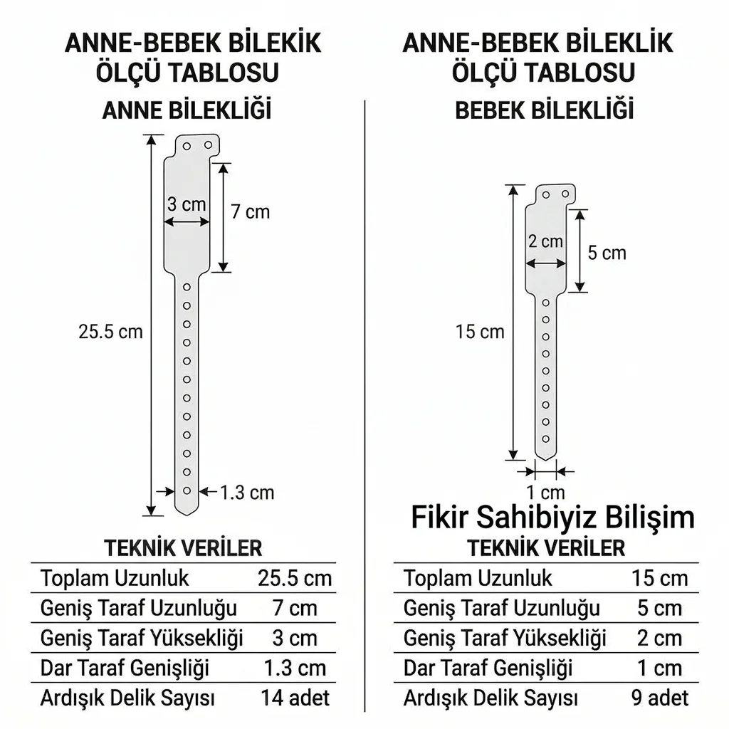 100 Adet Anne Bebek Kol Bandı Takip Bilekliği Beyaz - Doğumhane Kilitli - Sağlık Bakanlığı Uyumlu Seri Nolu