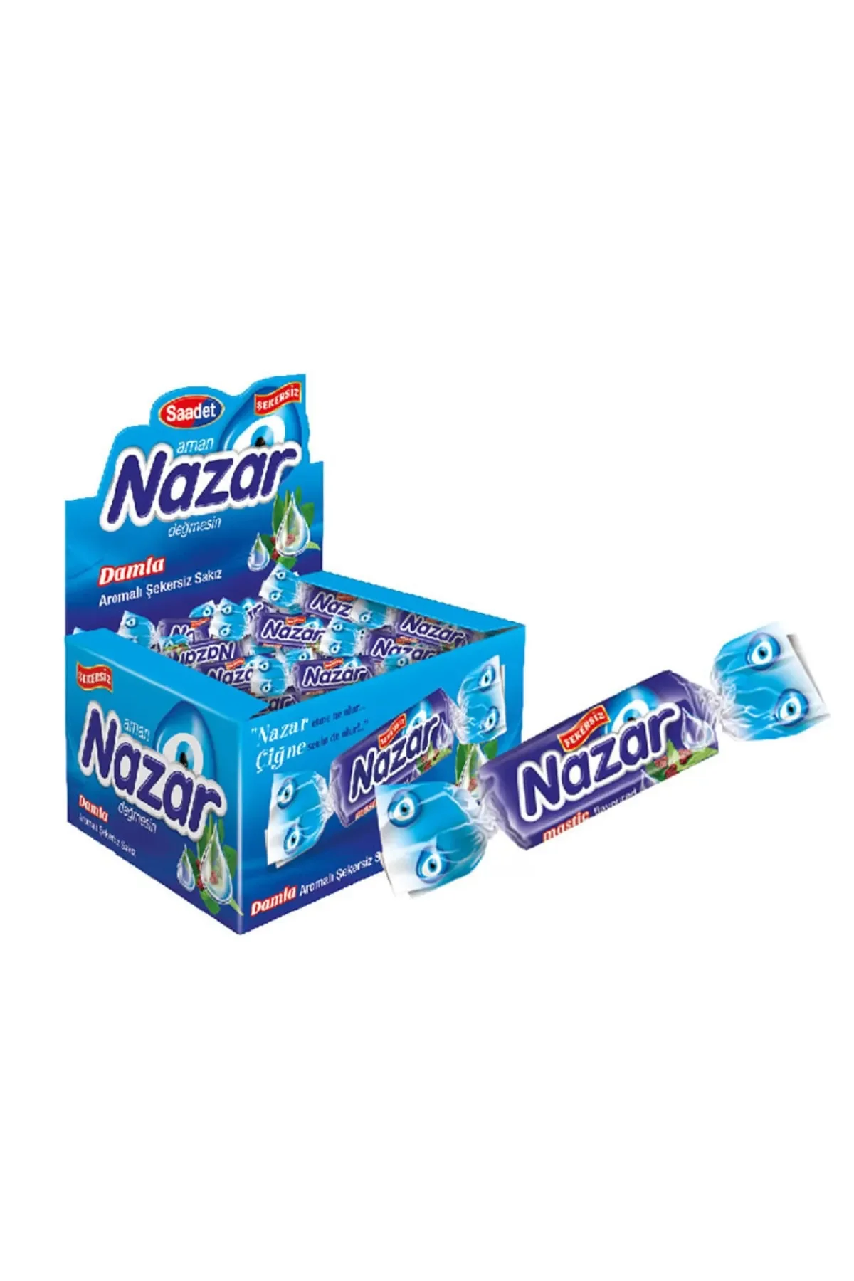 100 adet Damla Sakız Aromalı Nazar Sakız - Nostaljik Hediye Sakız