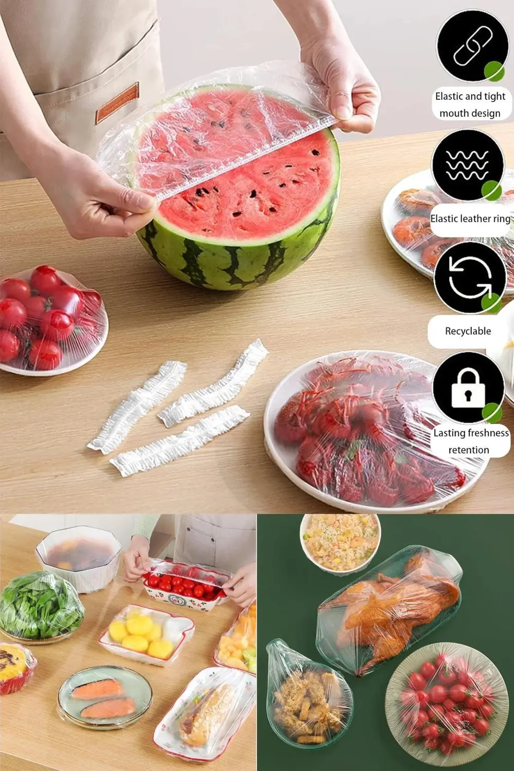 100 Adet Esnek Lastikli Tencere Tabak Bonesi ile Tazeliği Koruyun