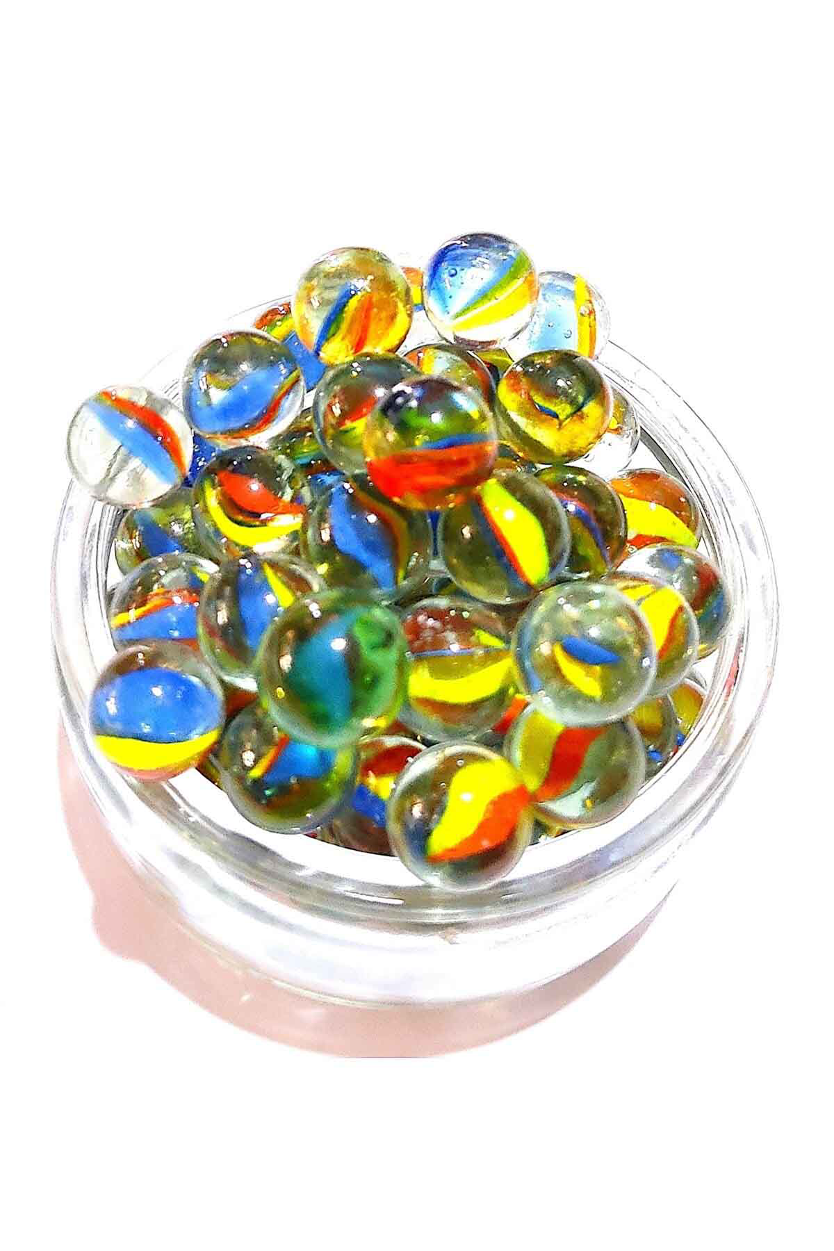 Just Cheap Store 100 Adet Karışık Renk Cam Misket Bilye Oyuncak Cam Bilya Gülle