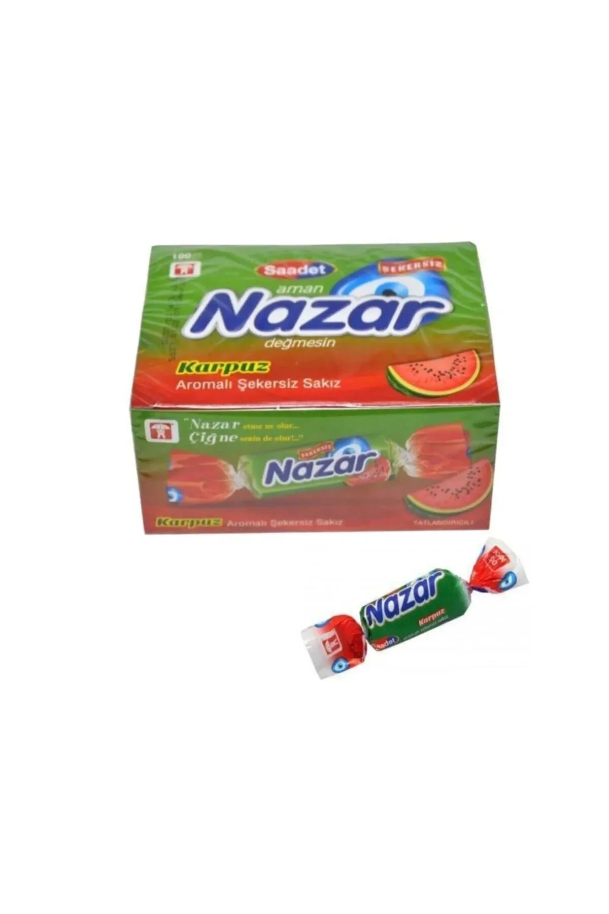 100 adet Karpuz Aromalı Nazar Sakız - Nostaljik Hediye Sakız