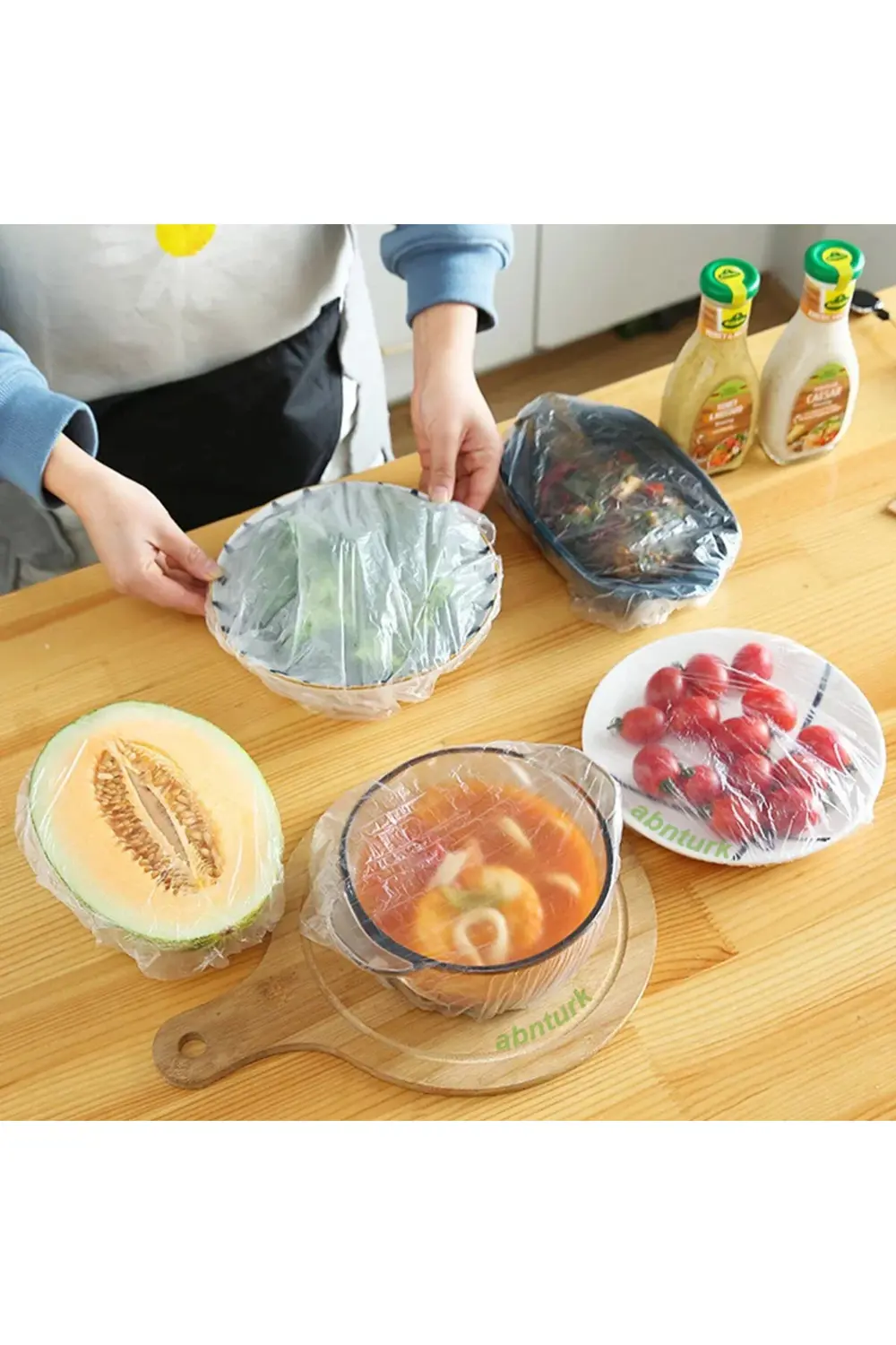 100 Adet Lastikli Pratik Tencere Tabak Bonesi Tazelik Koruyucu Ço