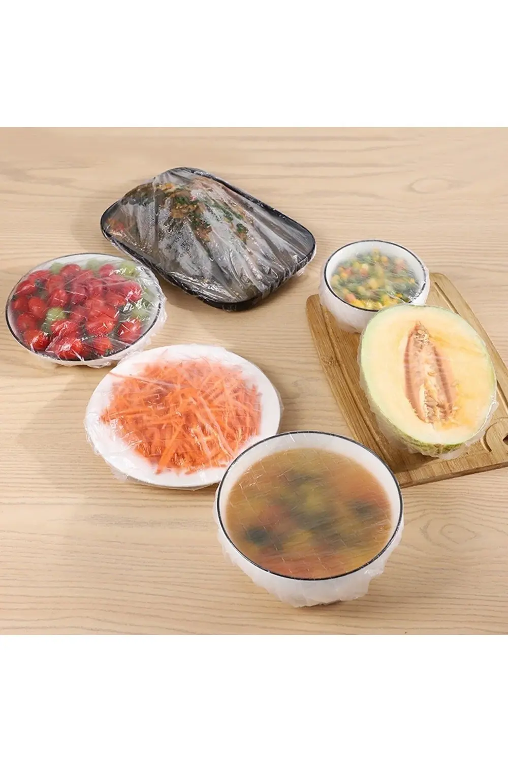 100 Adet Lastikli Tazeliği Koruyann Tencere ve Tabak Bonesi Esnek