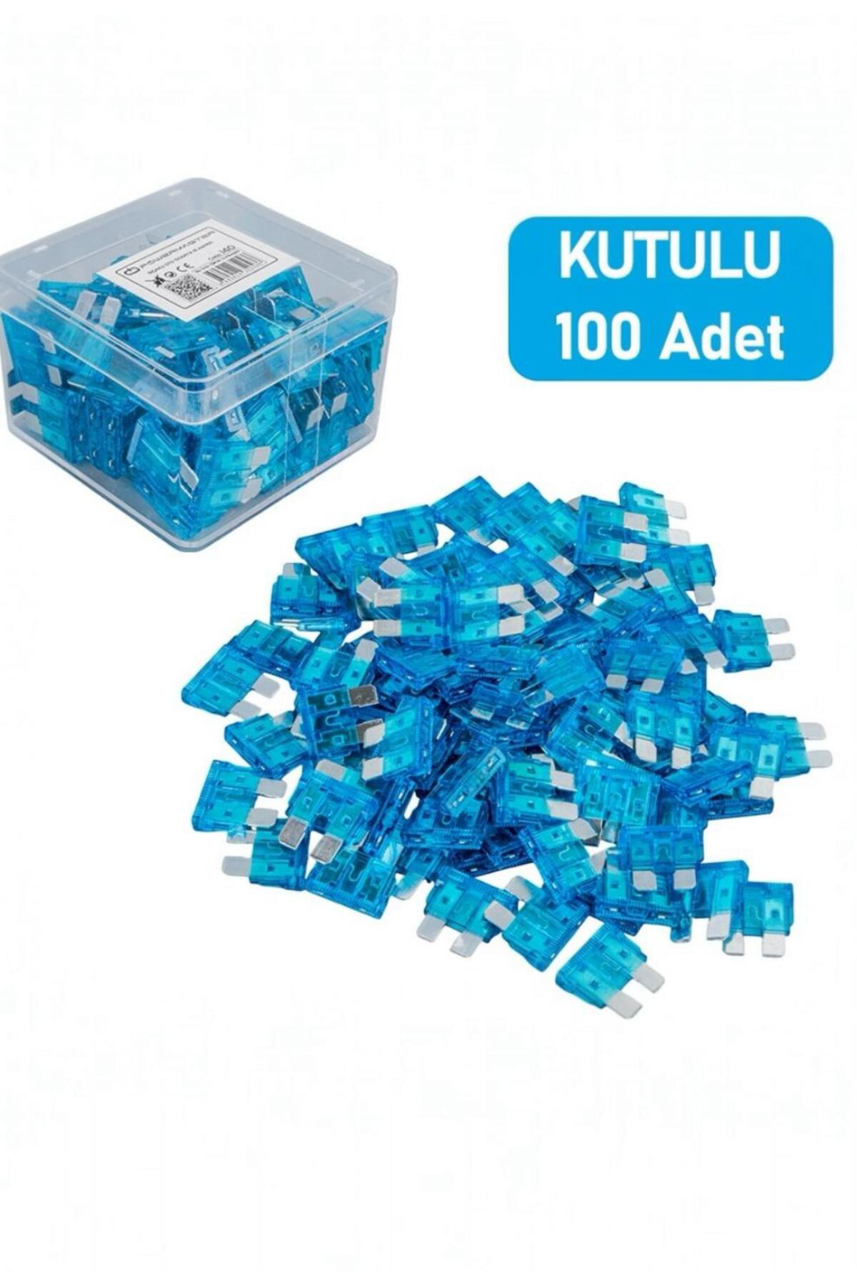 100 ADET Oto, Motosiklet ve Scooter İçin 15 Amper Bıçaklı Sigorta