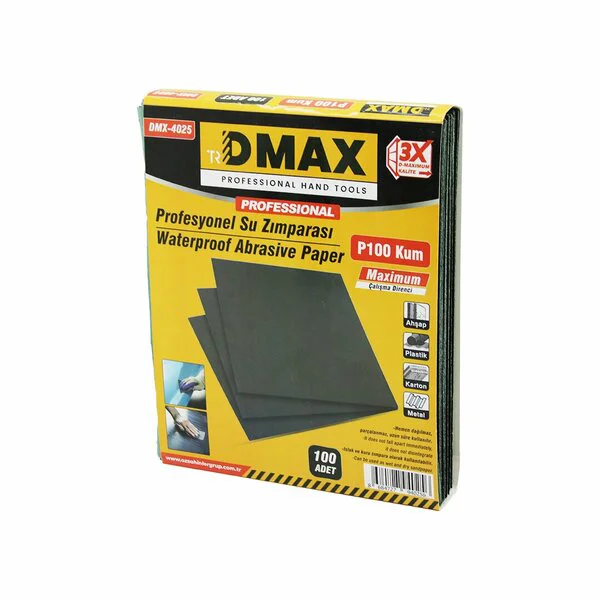 100 Adet P100 Kum - Kağıt - Su Zımparası -230X280MM - Kullanım= Metal - Ahşap - Plastik - Karton