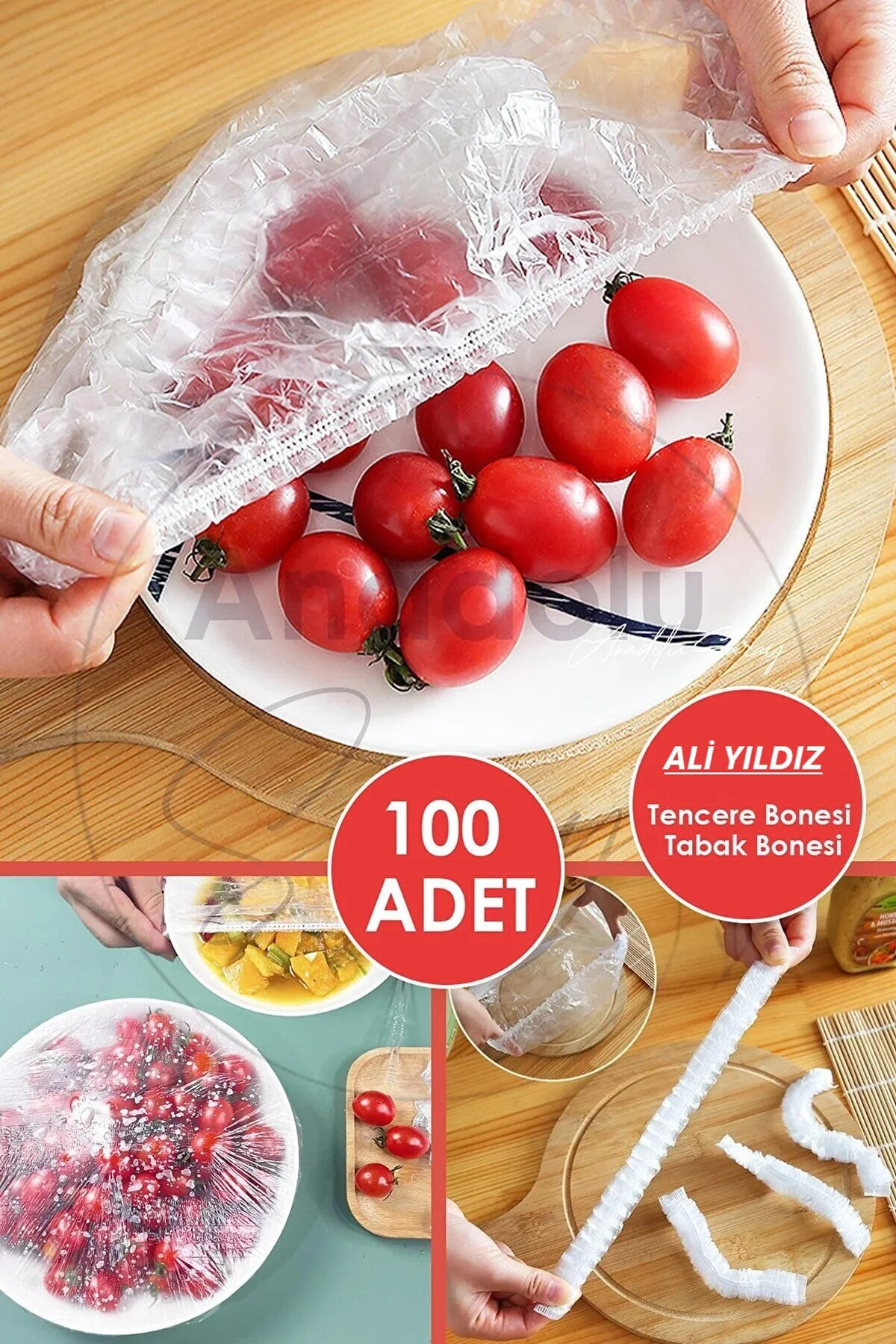 100 Adet Pratik Streç Kapak Tencere ve Tabak Bonesi | Gıda Koruyu