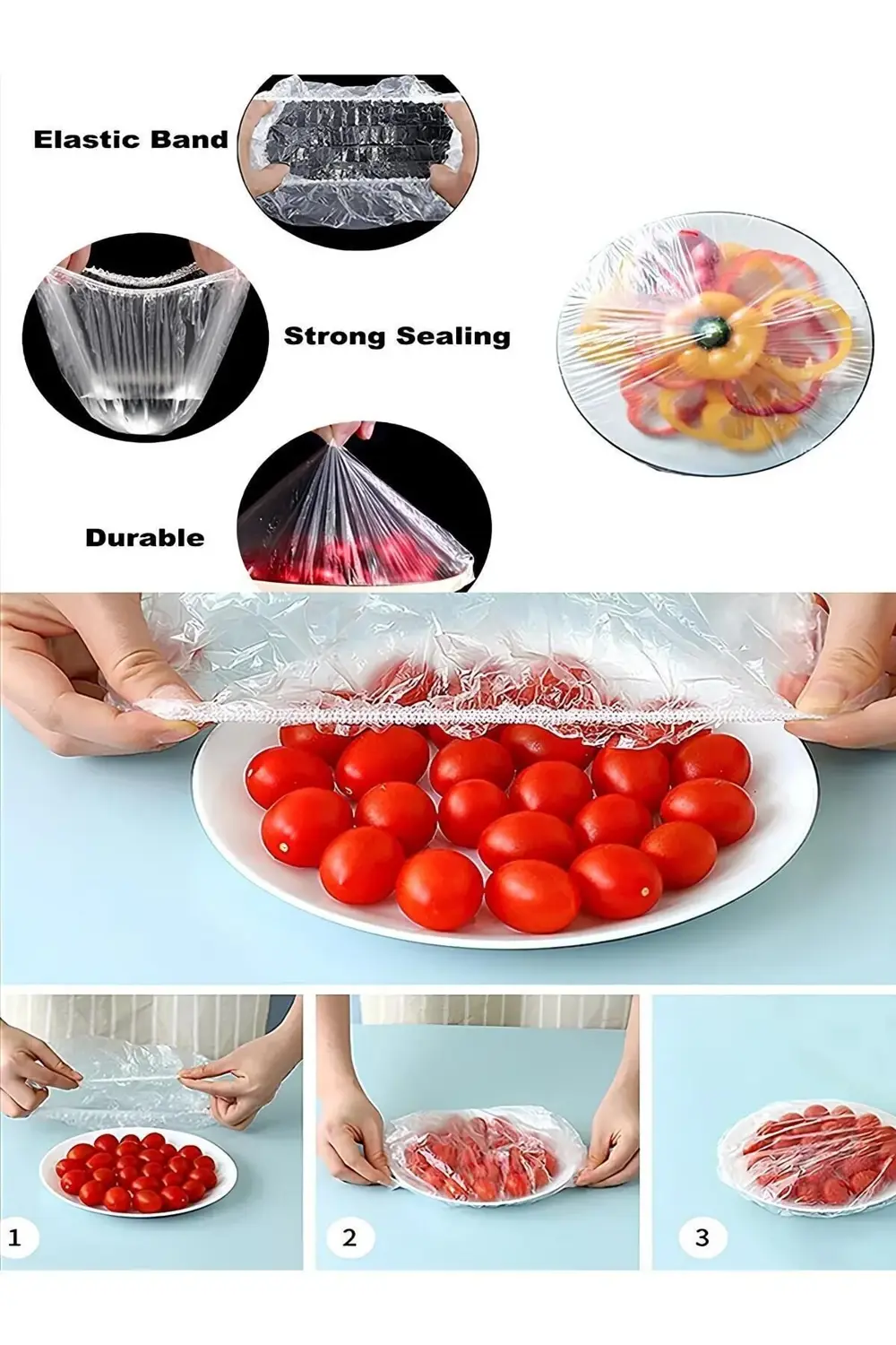 100 Adet Pratik Streç Kapak Tencere Ve Tabak Bonesi | Gida Koruyu