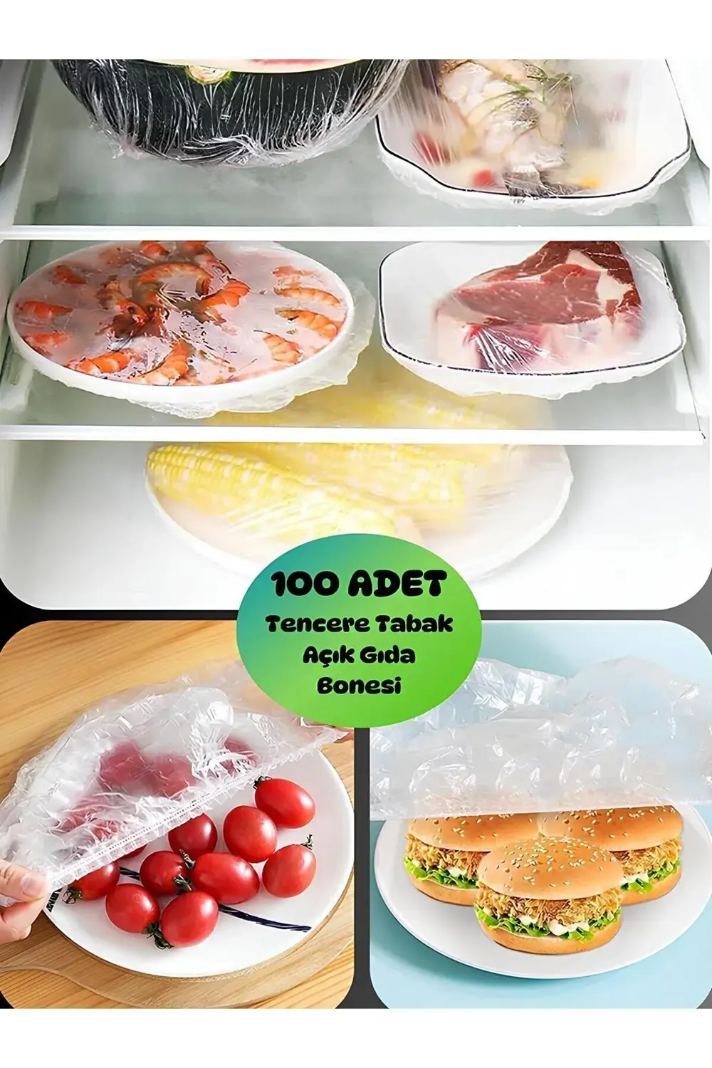 100 Adet Pratik Streç Kapak Tencere Ve Tabak Bonesi | Gida Koruyu