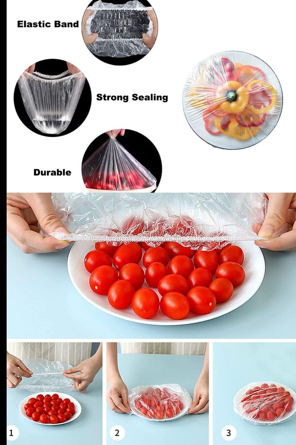 Chehra Design 100 Adet Pratik Streç Kapak Tencere Ve Tabak Bonesi | Gida Koruyu
