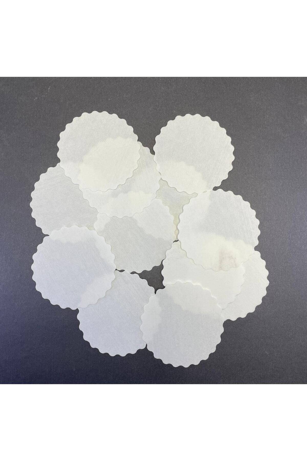 Private 100 Adet Tek Kullanımlık Beyaz Desenli Kağıt Bardak Altlığı 80 Mm