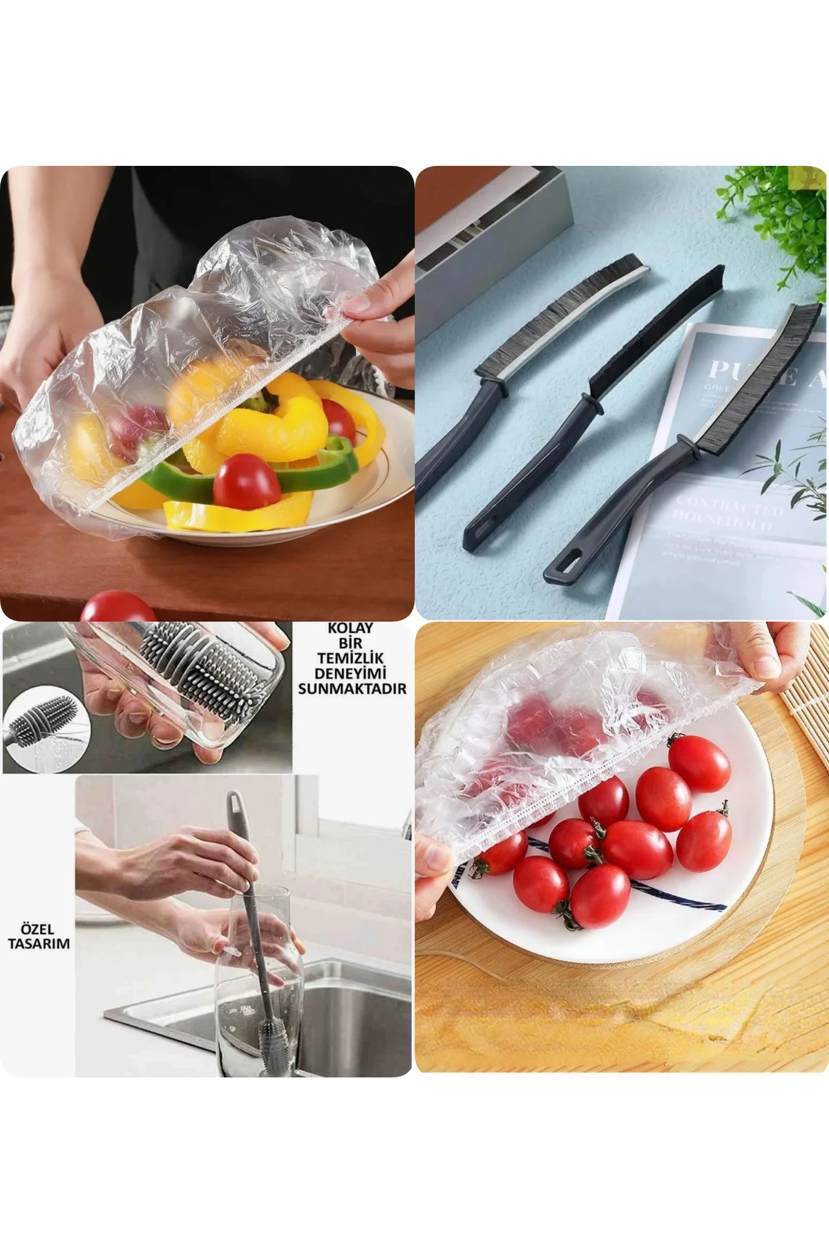 100 Adet Tencere ve Tabak Gıda Bonesi +2 ADET Biberon Temizleme F