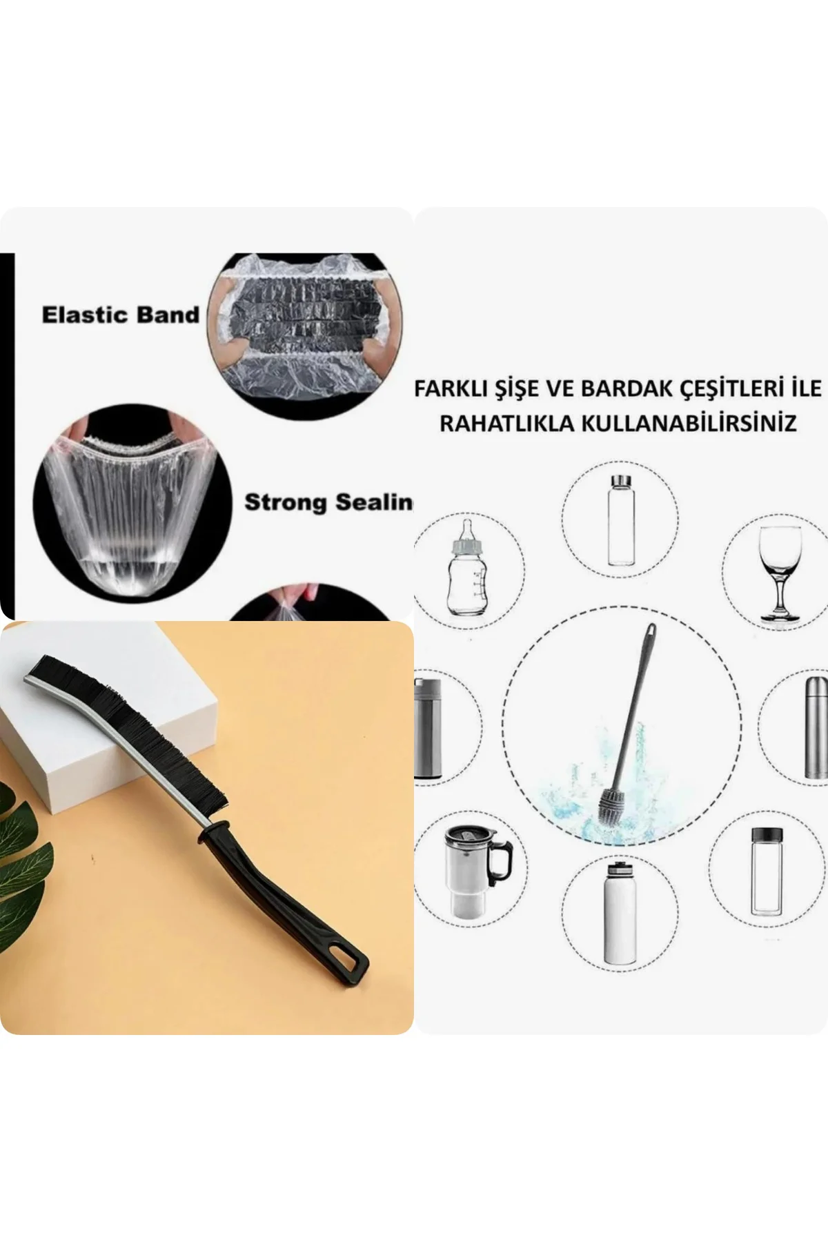 100 Adet Tencere ve Tabak Gıda Bonesi +2 ADET Biberon Temizleme F