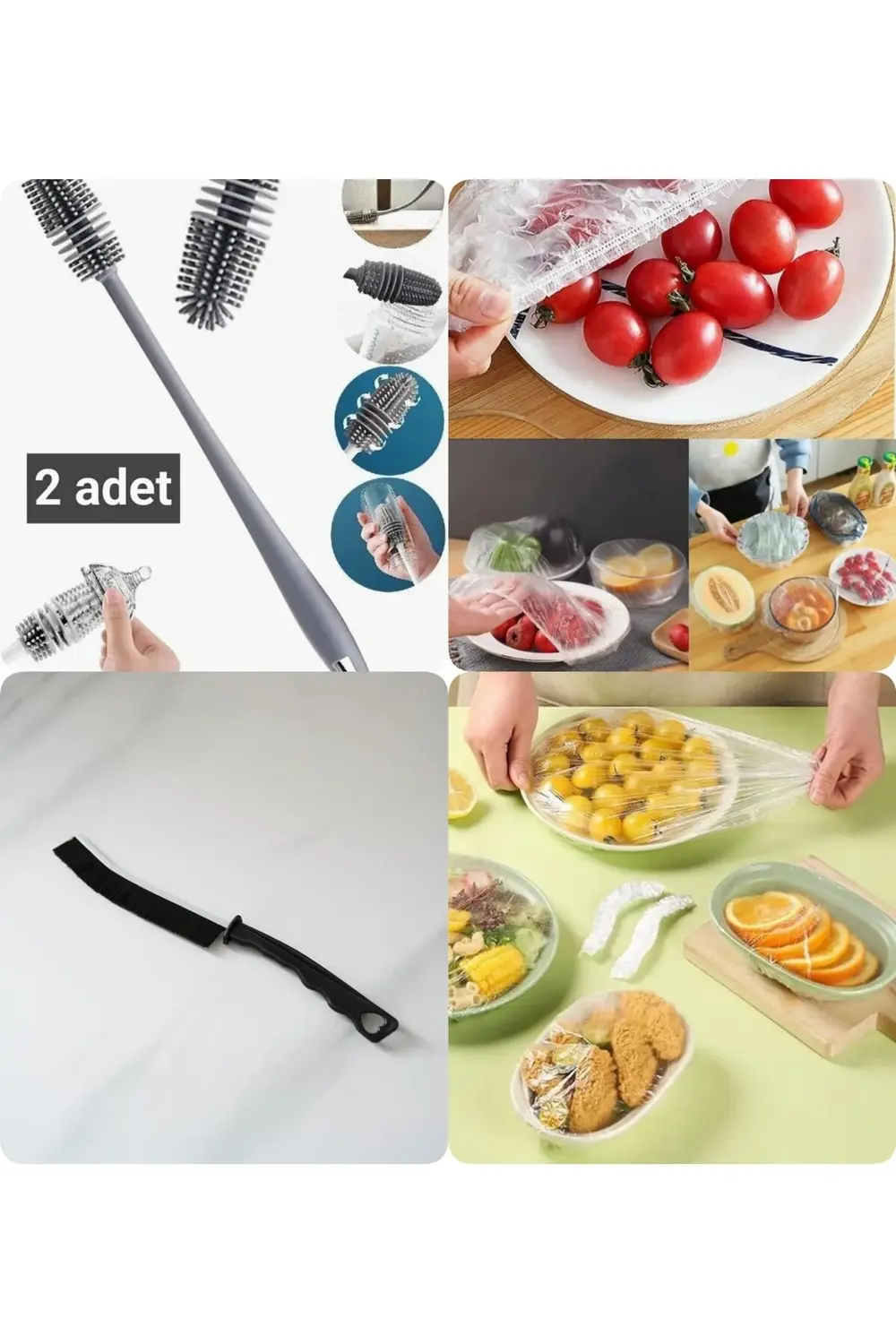 100 Adet Tencere ve Tabak Gıda Bonesi +2 ADET Biberon Temizleme F