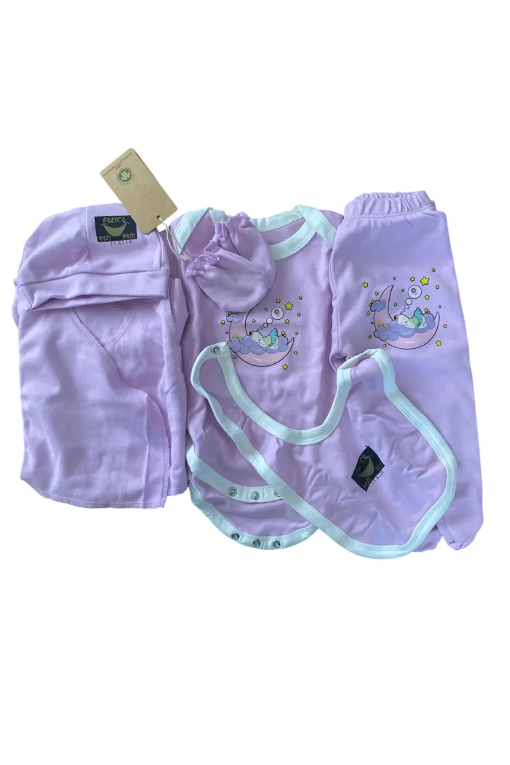 %100 AntiAlerjik Hastane Çıkış Seti Bebek Takımı 7 Parça Zıbın Se