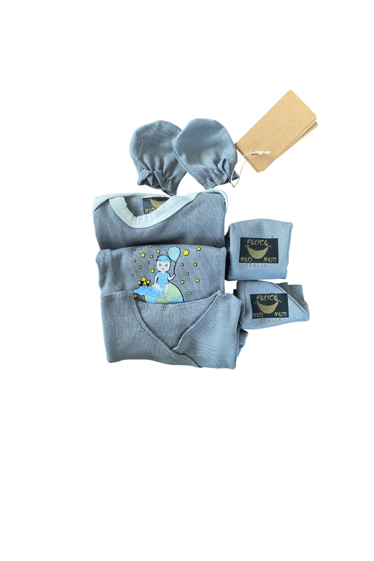 Otel Bukleti %100 Antialerjik Hastane Çıkış Seti Bebek Takımı 7 Parça Zıbın Se