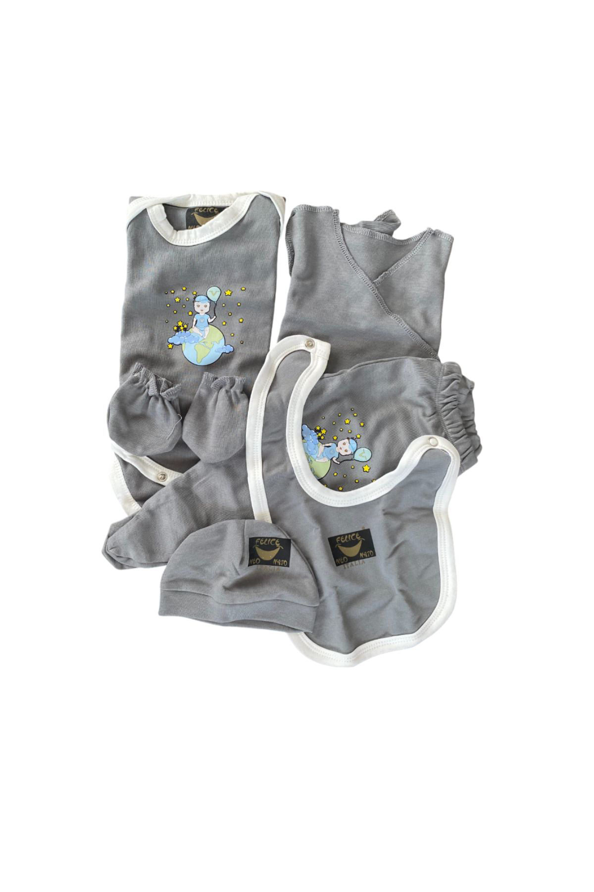 Otel Bukleti %100 Antialerjik Hastane Çıkış Seti Bebek Takımı 7 Parça Zıbın Se