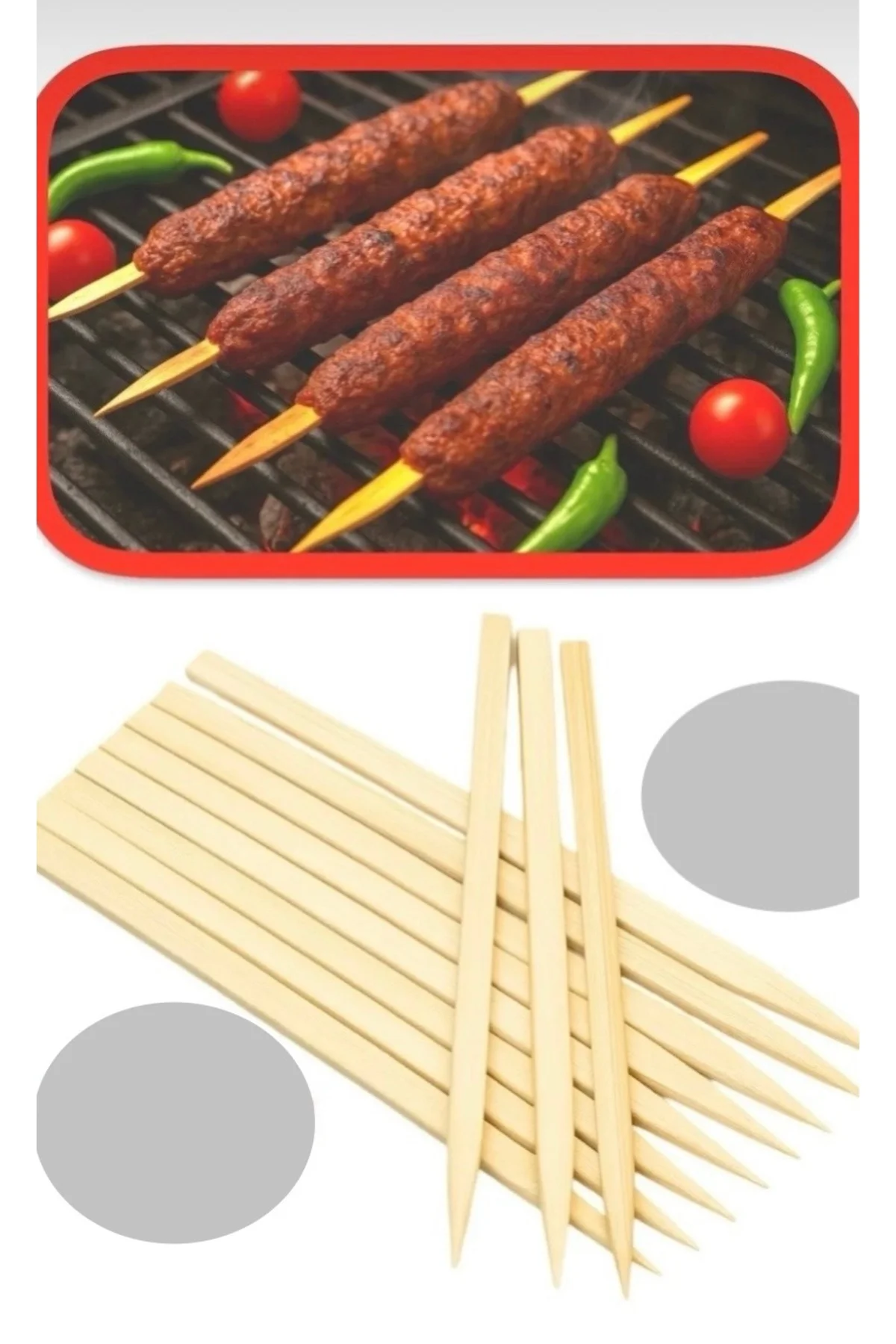 %100 Bambu Yassı Kebap Çubuğu