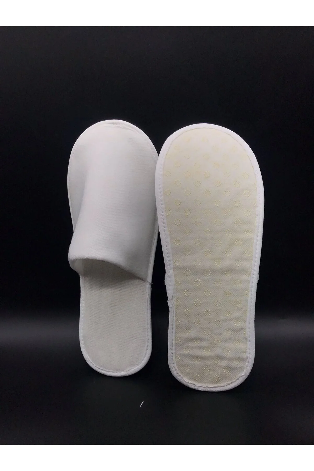 (100 Çift) 3MM Tabana Polyester Havlu Çift Kapak Otel Tipi Terlik