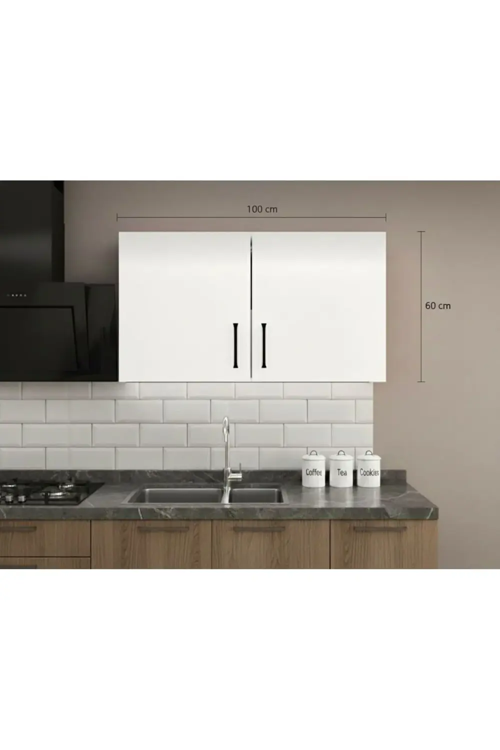 100 CM Mini Mutfak Üst Dolabı Modern Üst Dolap