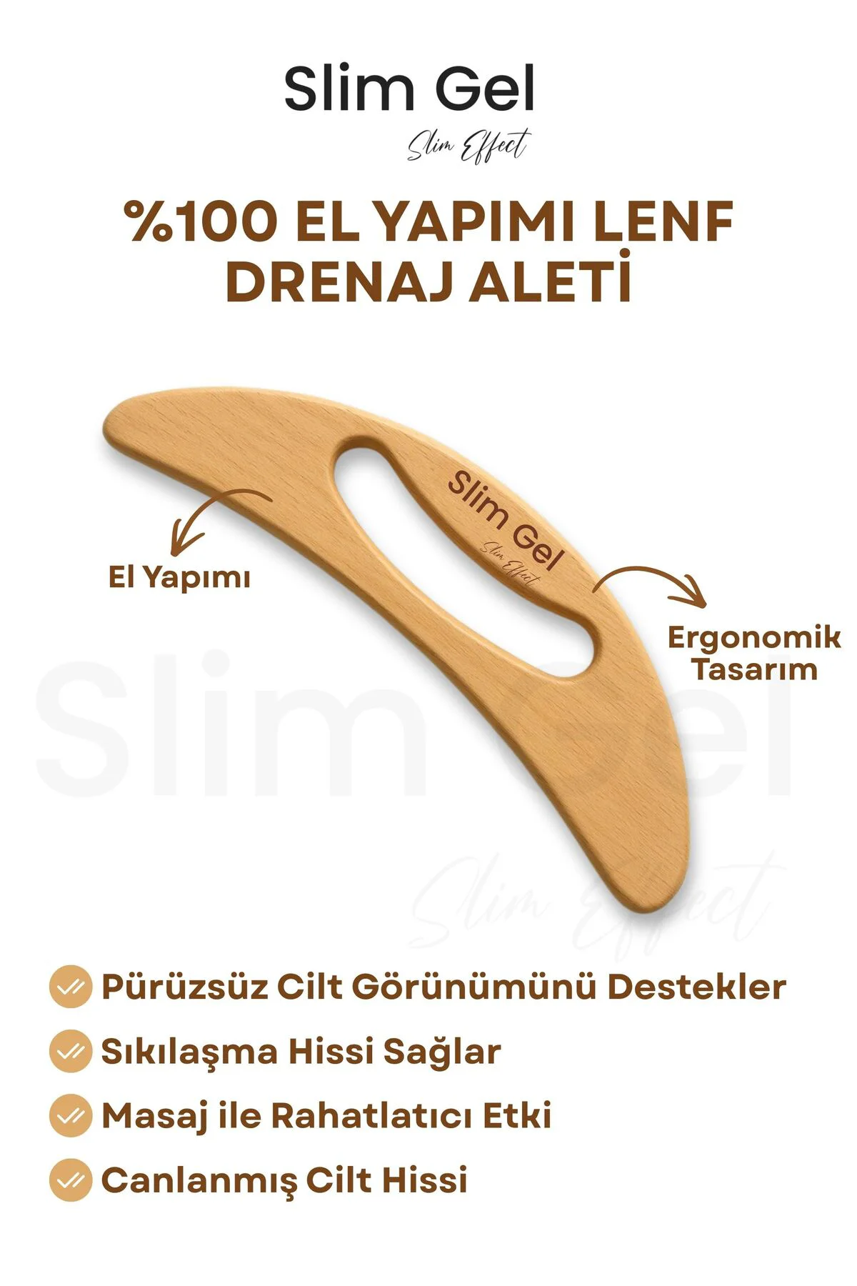 %100 Doğal Ahşap El Yapımı Lenf Masaj Aleti | Selülit Karşıtı Ahş